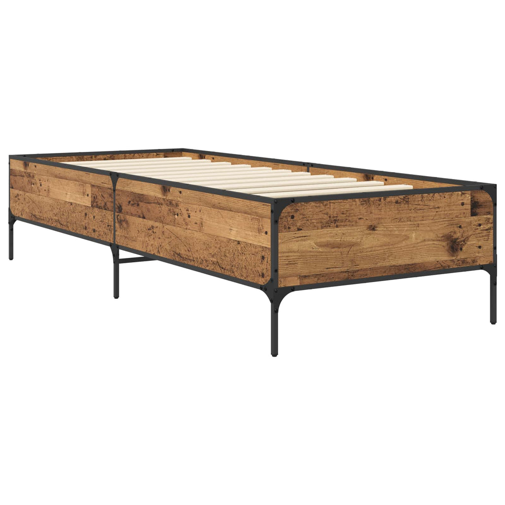 vidaXL Ramka łóżka Stare drewno 80 x 200 cm Drewno inżynieryjne