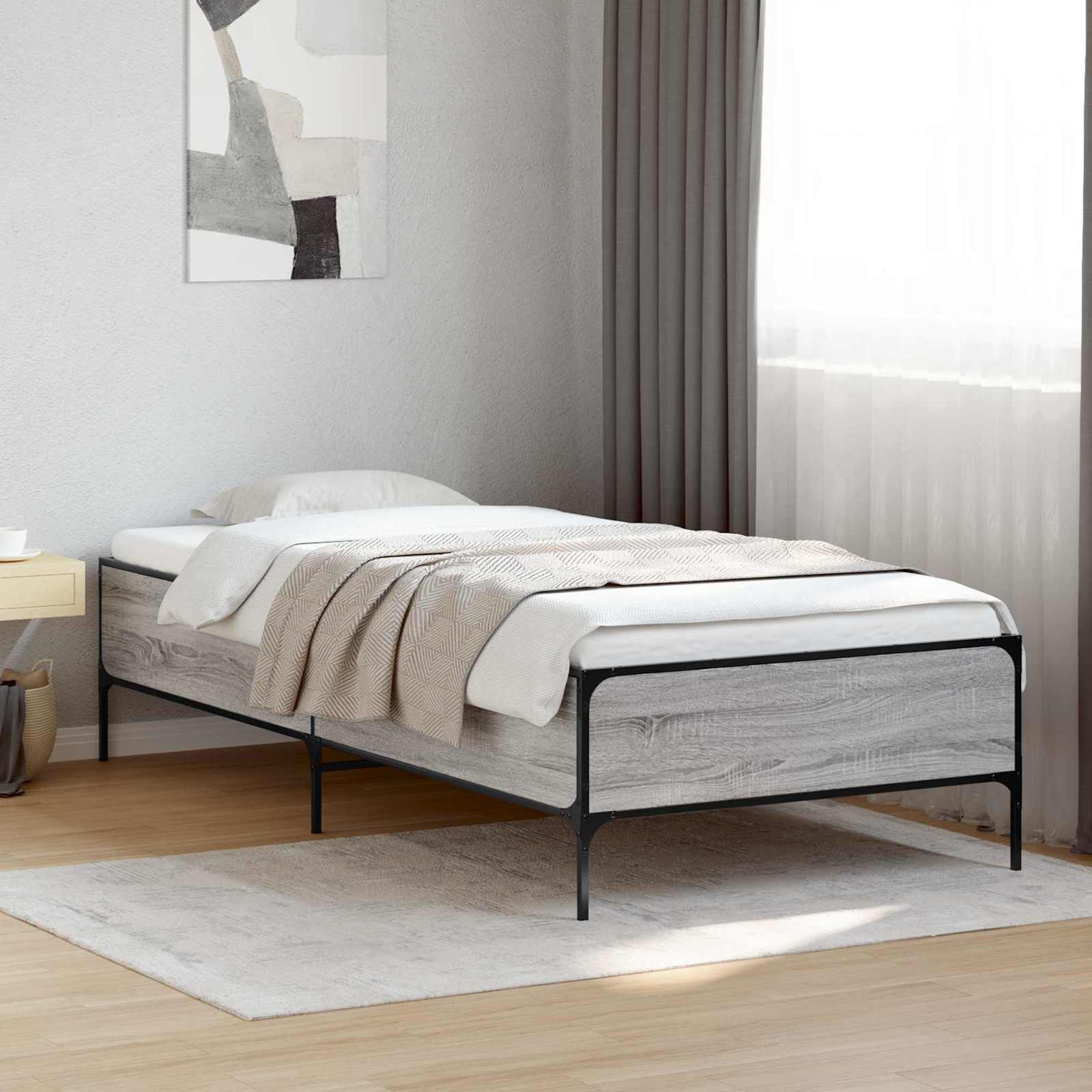 vidaXL Ramka łóżka Szary Sonoma 80 x 200 cm Drewno inżynieryjne