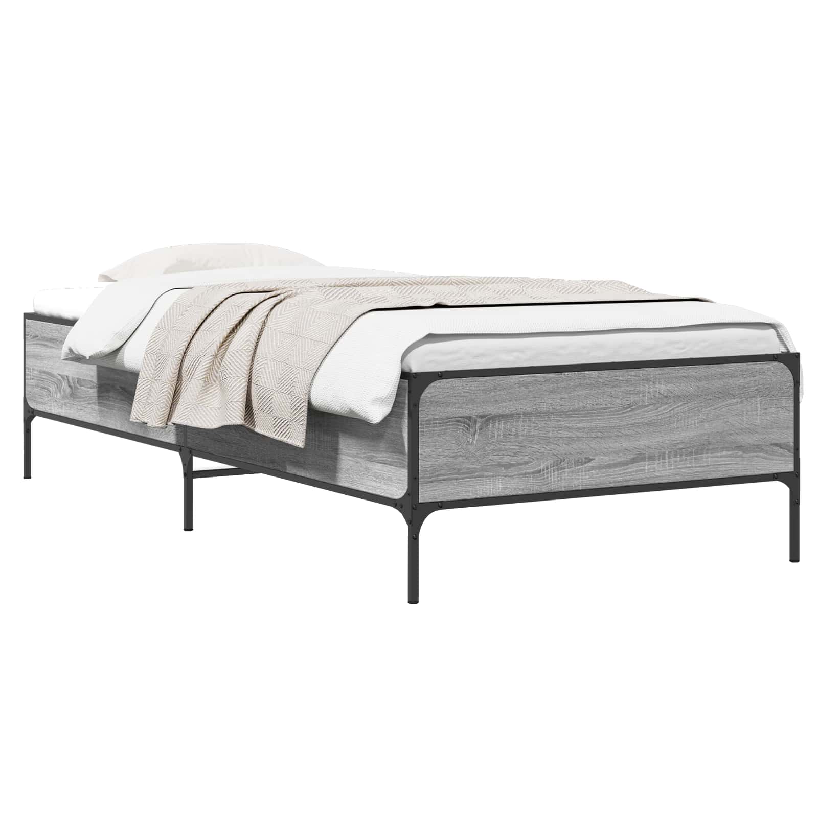 vidaXL Ramka łóżka Szary Sonoma 80 x 200 cm Drewno inżynieryjne