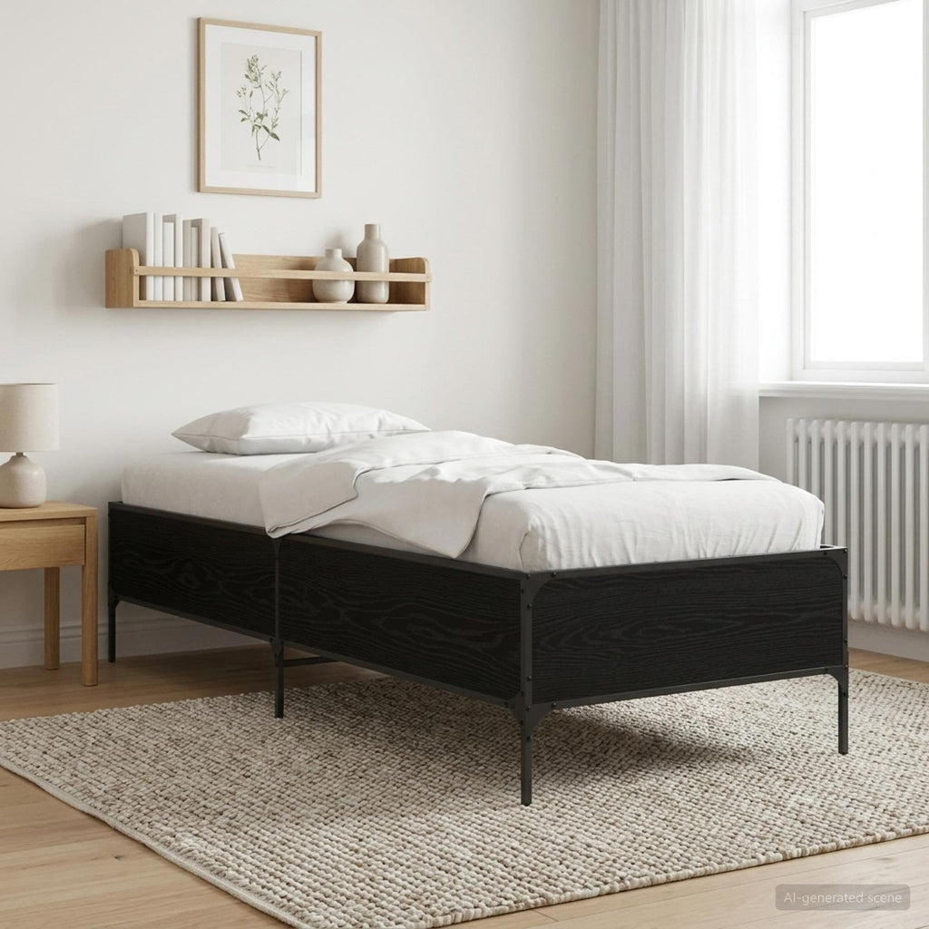vidaXL Ramka łóżka Czarny dąb 80 x 200 cm Drewno inżynieryjne