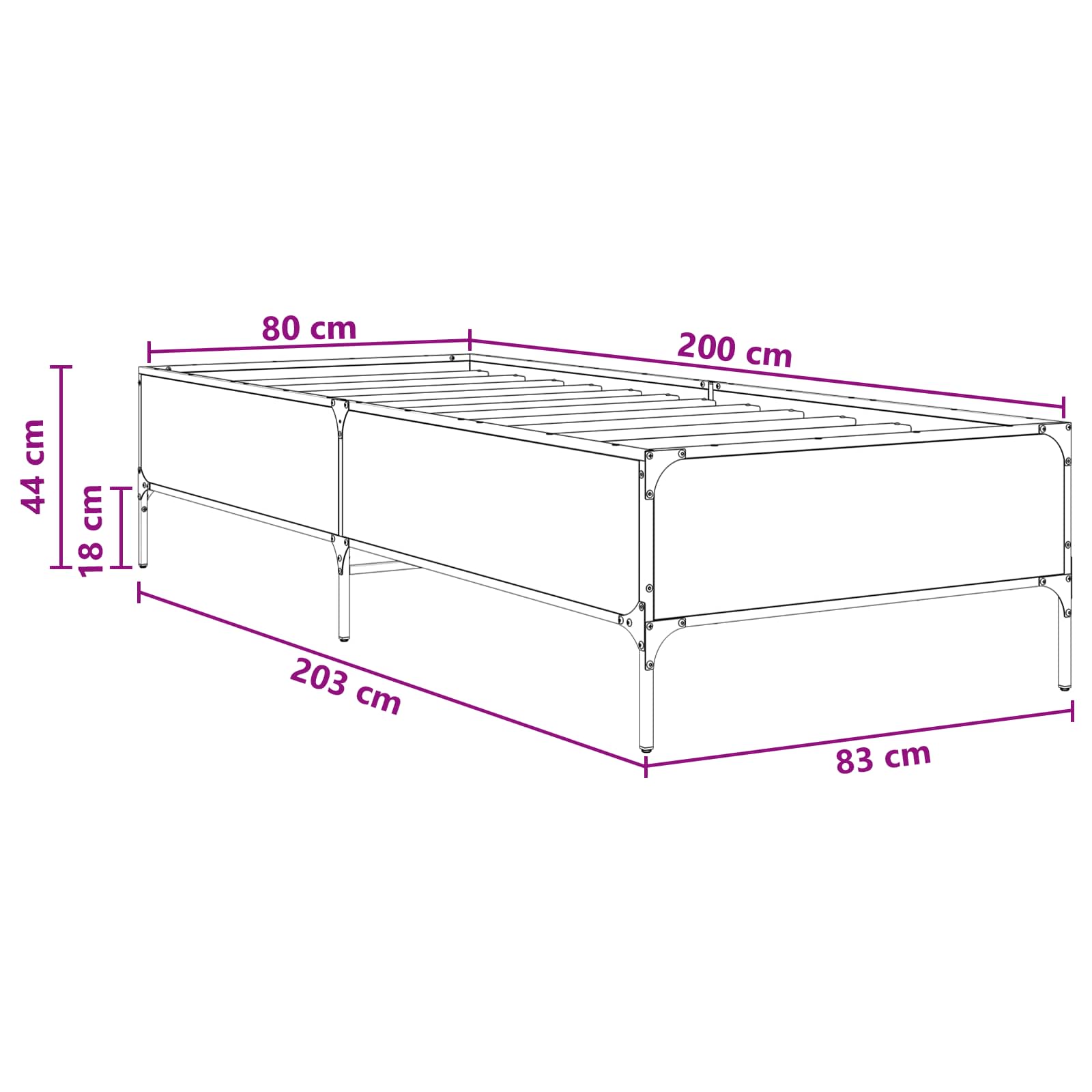 vidaXL Ramka łóżka Dąb artisian 80 x 200 cm Drewno inżynieryjne