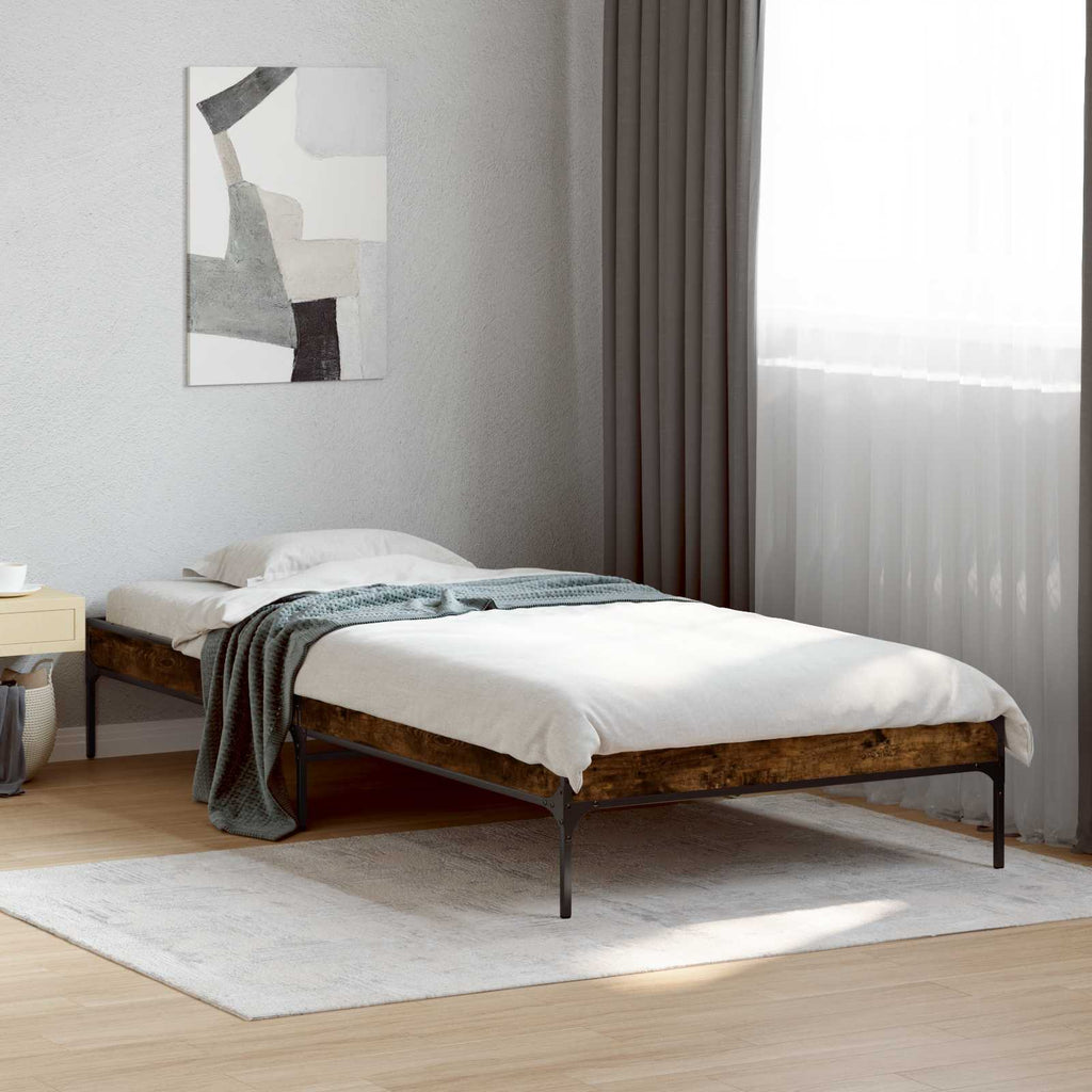vidaXL Ramka łóżka Dąb dymny 80 x 200 cm Drewno inżynieryjne