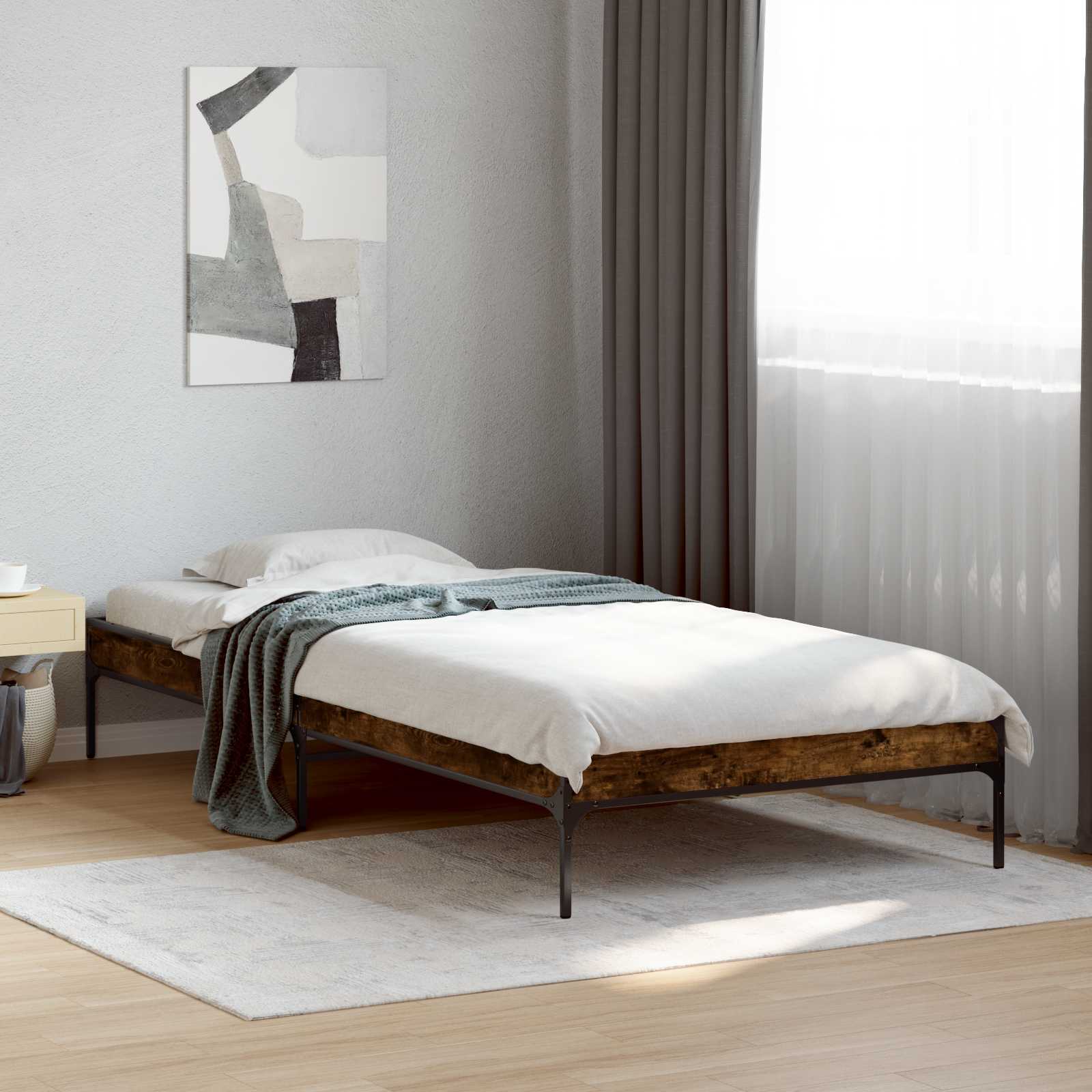 vidaXL Ramka łóżka Dąb dymny 80 x 200 cm Drewno inżynieryjne