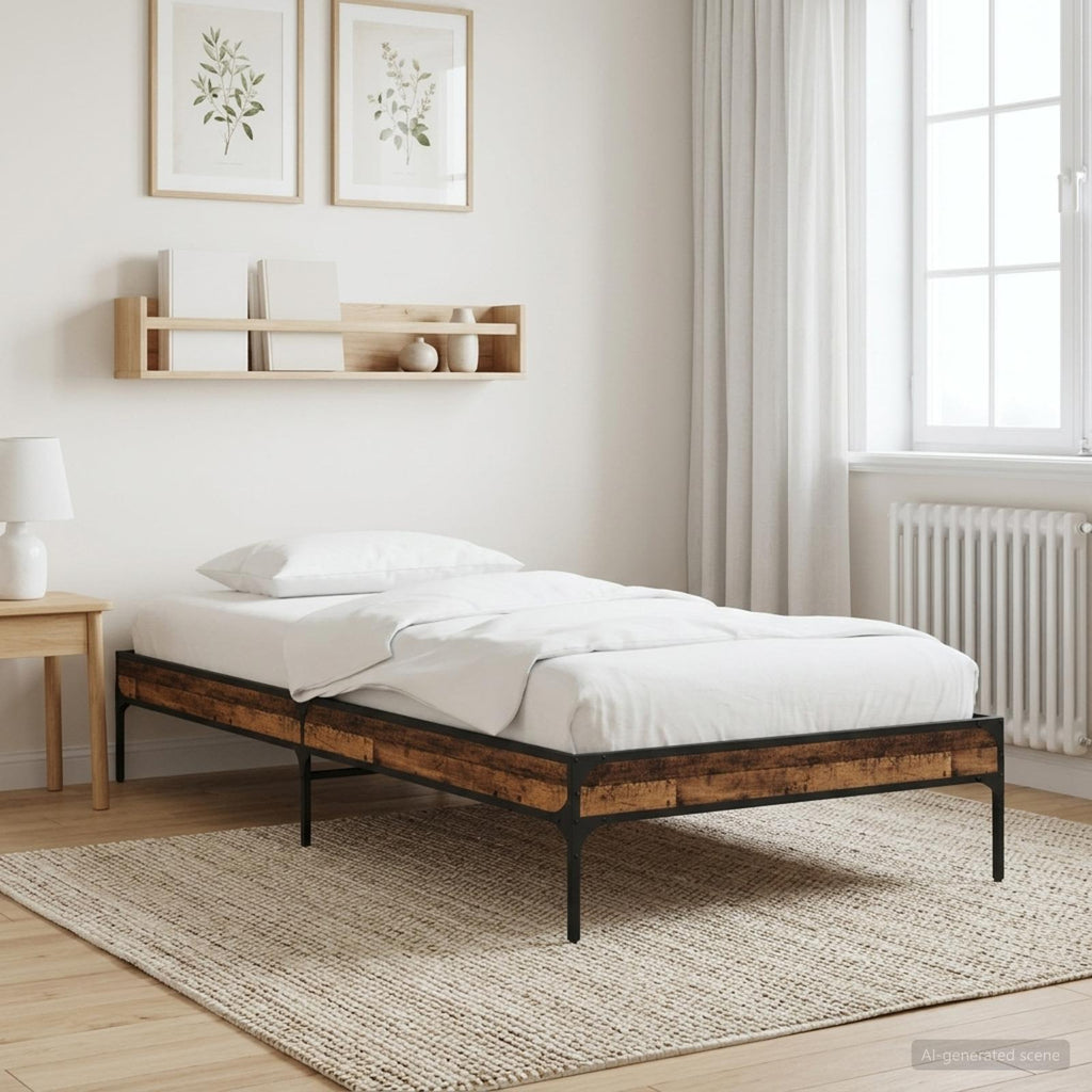 vidaXL Ramka łóżka Stare drewno 80 x 200 cm Drewno inżynieryjne