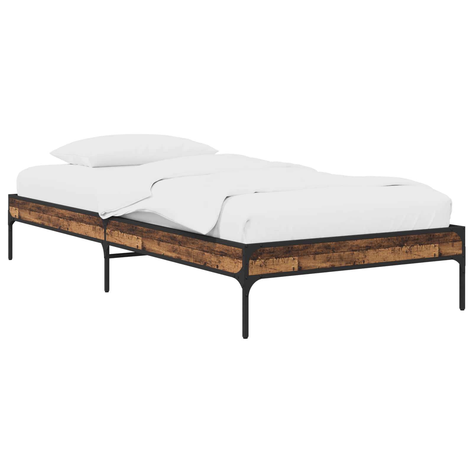 vidaXL Ramka łóżka Stare drewno 80 x 200 cm Drewno inżynieryjne