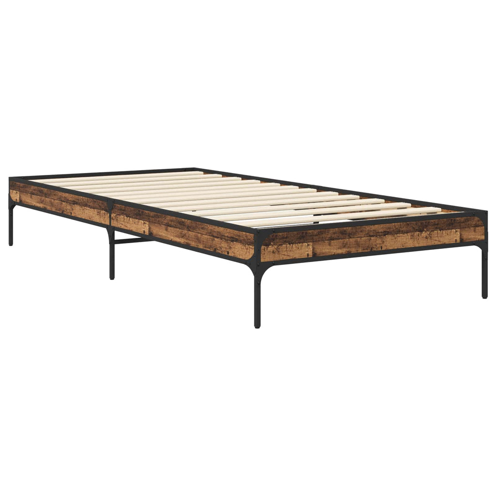 vidaXL Ramka łóżka Stare drewno 80 x 200 cm Drewno inżynieryjne