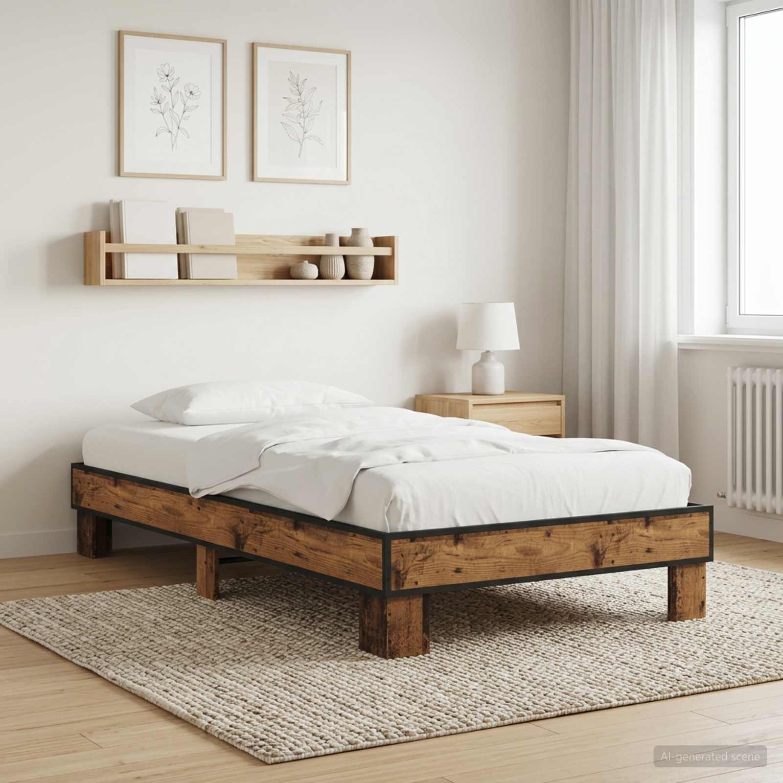 vidaXL Ramka łóżka Stare drewno 80 x 200 cm Drewno inżynieryjne