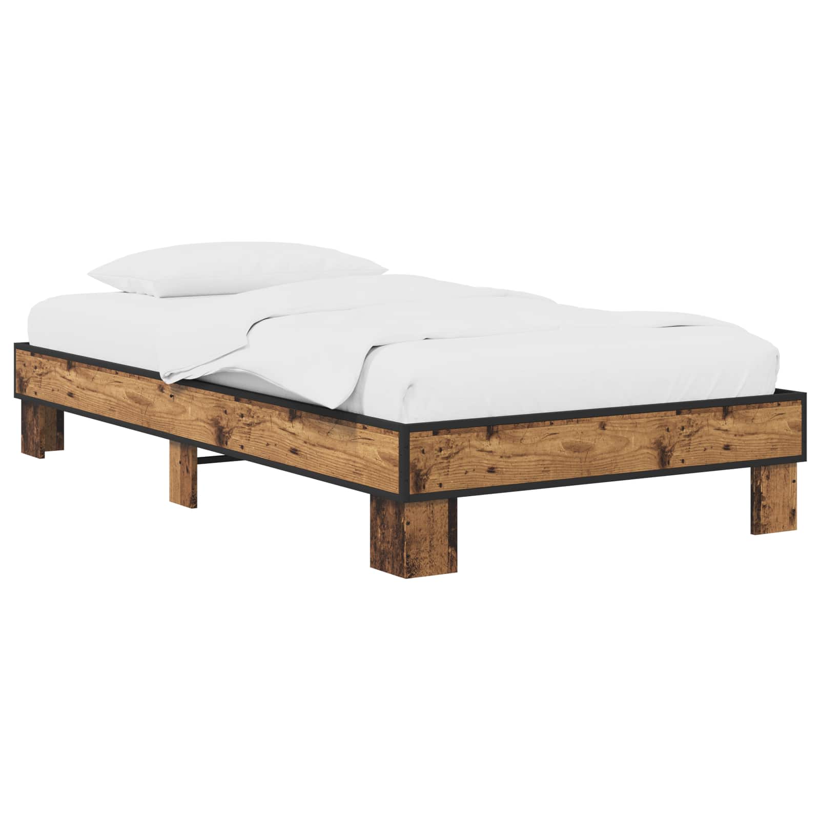 vidaXL Ramka łóżka Stare drewno 80 x 200 cm Drewno inżynieryjne