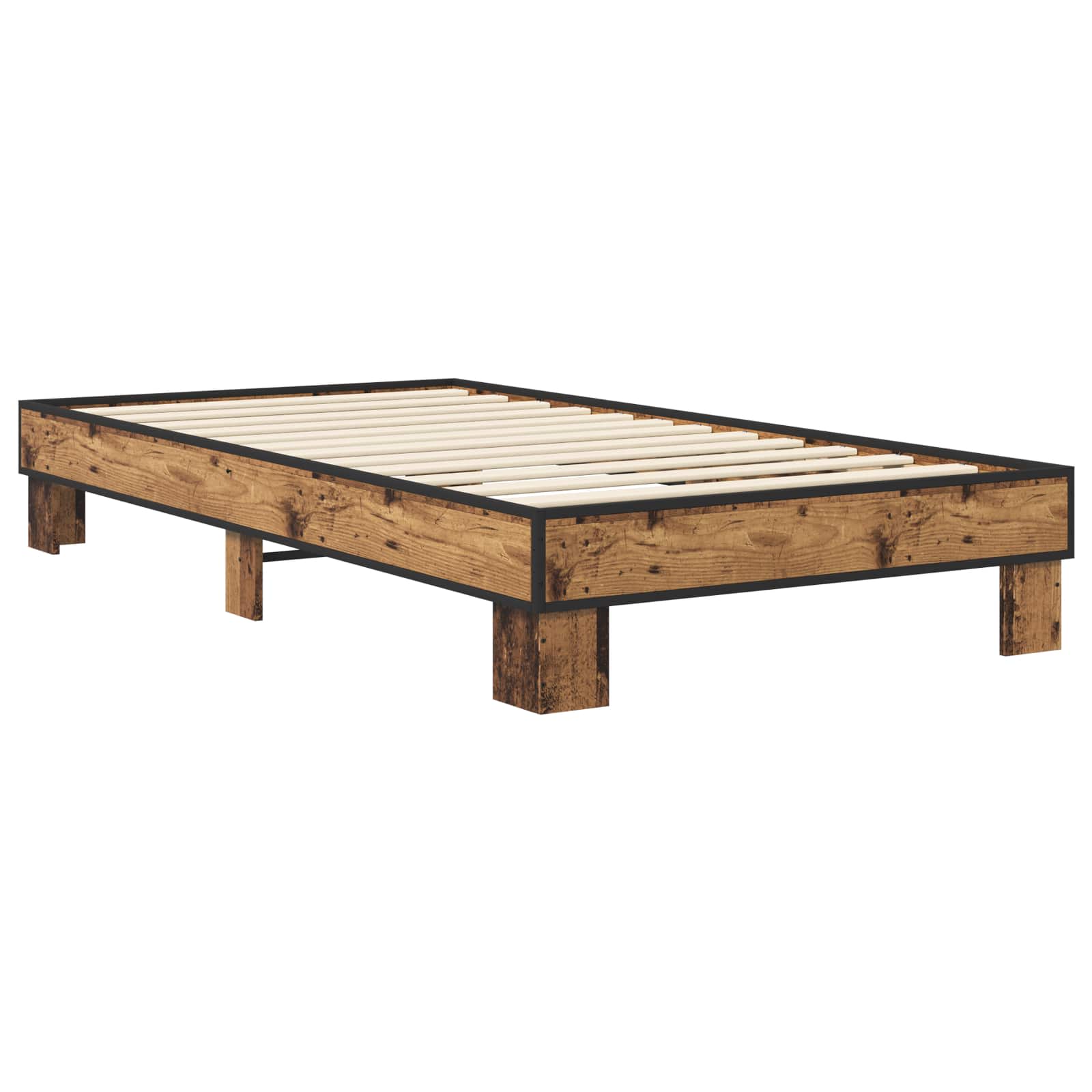 vidaXL Ramka łóżka Stare drewno 80 x 200 cm Drewno inżynieryjne