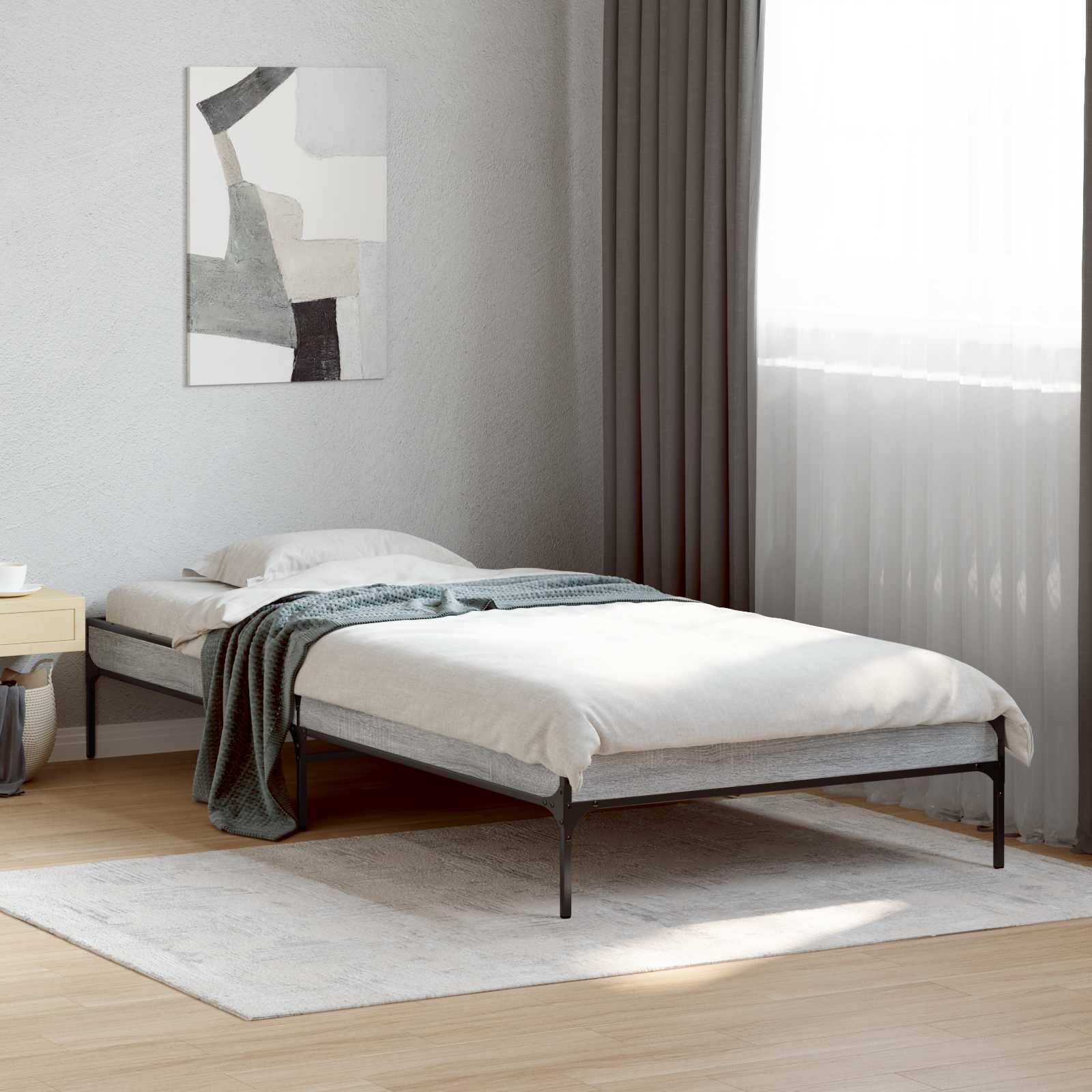 vidaXL Ramka łóżka Szary Sonoma 80 x 200 cm Drewno inżynieryjne