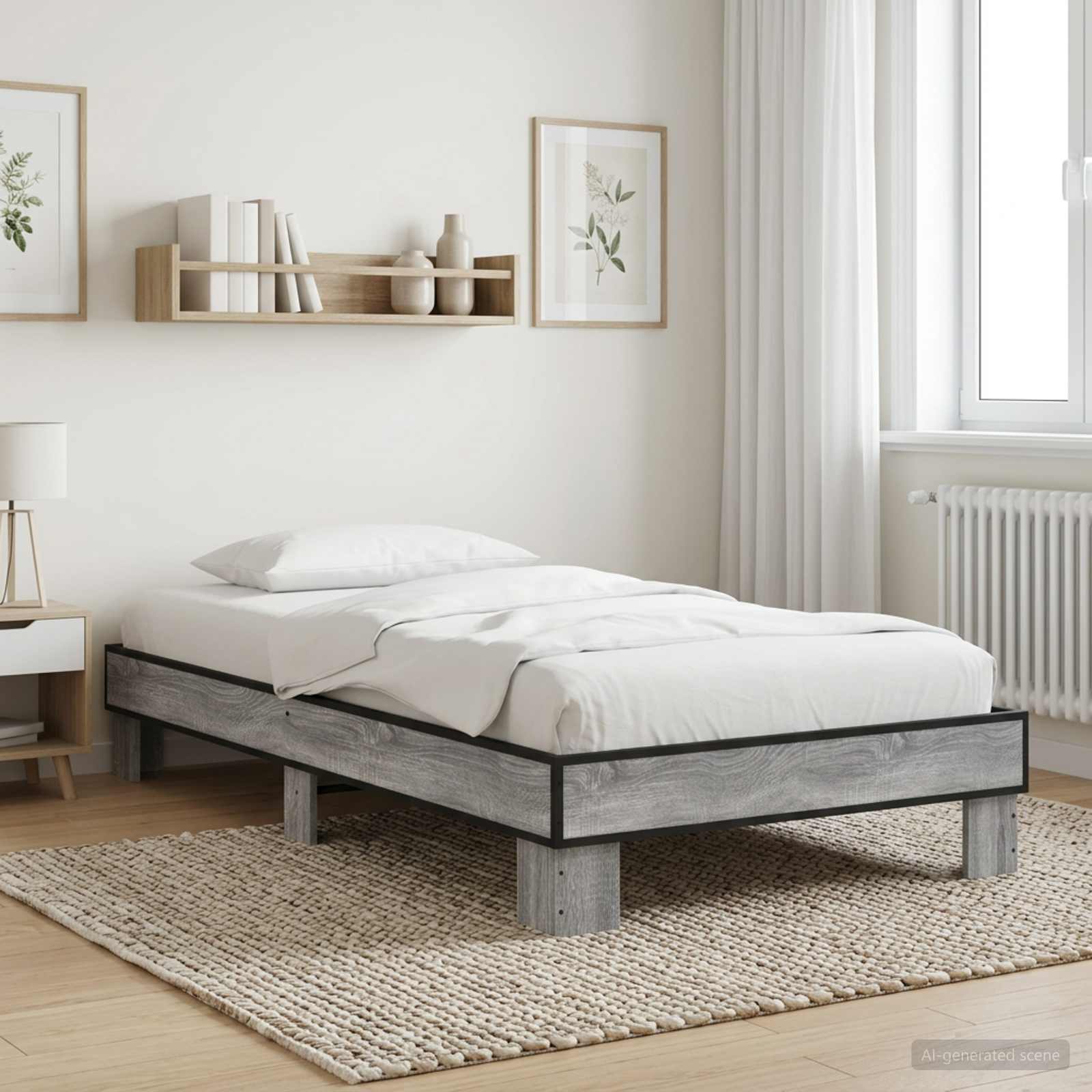 vidaXL Ramka łóżka Szary Sonoma 80 x 200 cm Drewno inżynieryjne