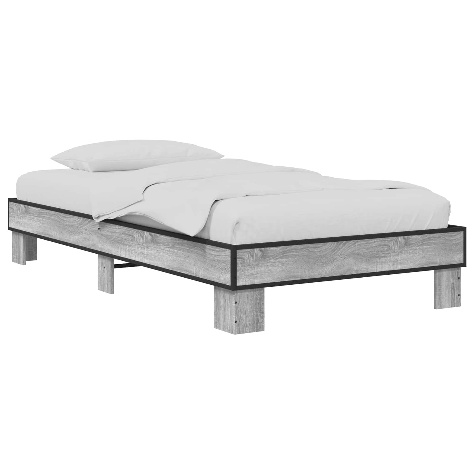 vidaXL Ramka łóżka Szary Sonoma 80 x 200 cm Drewno inżynieryjne