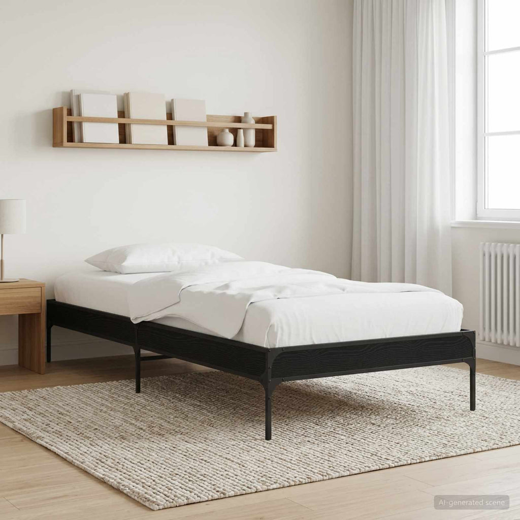 vidaXL Ramka łóżka Czarny dąb 80 x 200 cm Drewno inżynieryjne