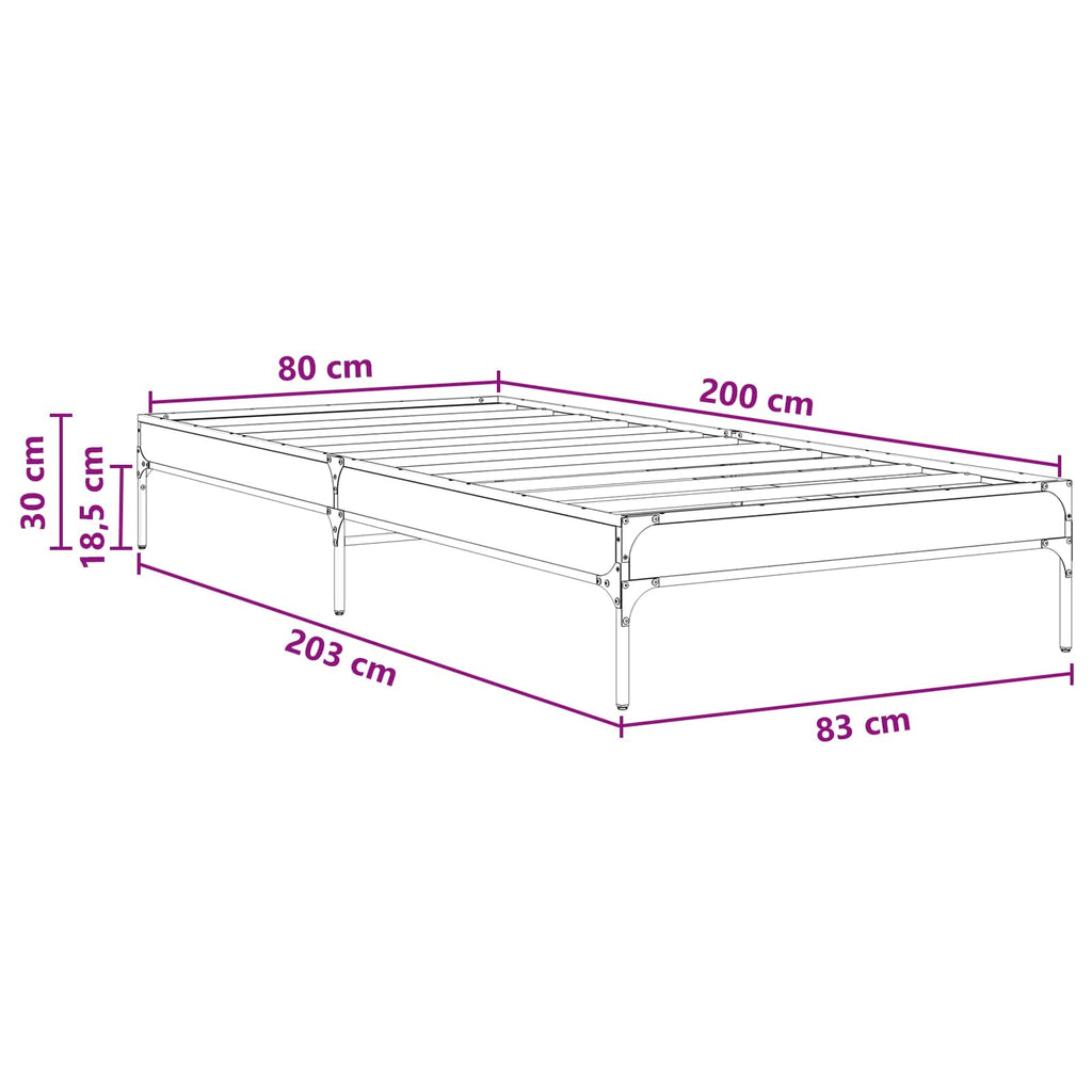 vidaXL Ramka łóżka Dąb artisian 80 x 200 cm Drewno inżynieryjne