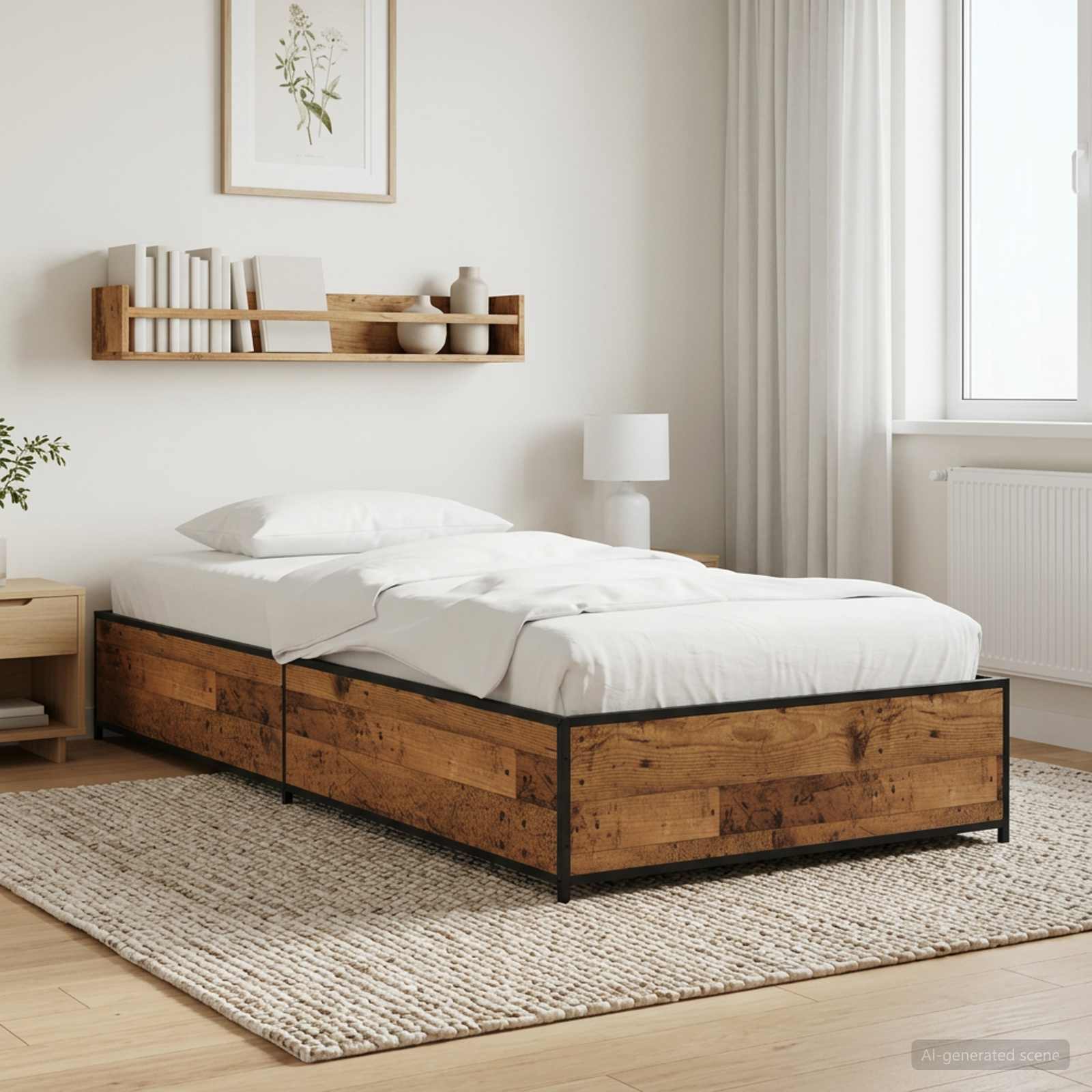 vidaXL Ramka łóżka Stare drewno 80 x 200 cm Drewno inżynieryjne