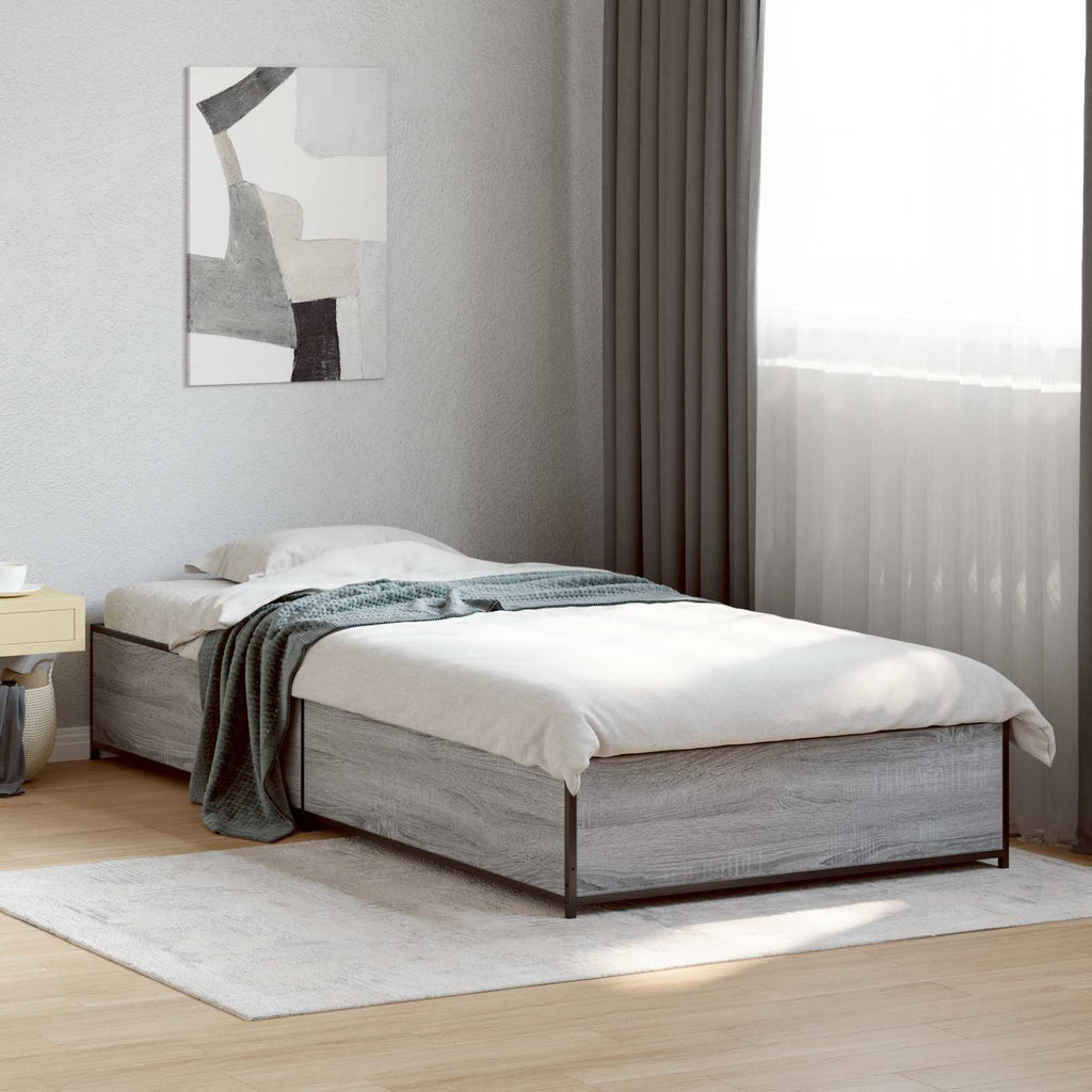vidaXL Ramka łóżka Szary Sonoma 80 x 200 cm Drewno inżynieryjne