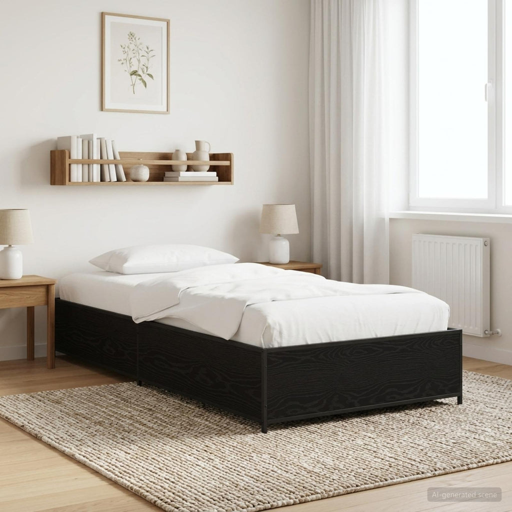 vidaXL Ramka łóżka Czarny dąb 80 x 200 cm Drewno inżynieryjne