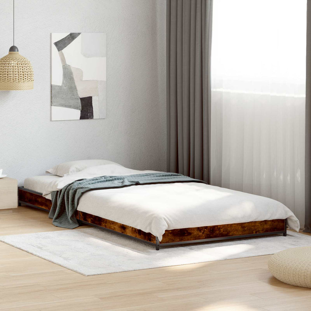 vidaXL Ramka łóżka Dąb wędzony 80 x 200 cm Drewno inżynieryjne