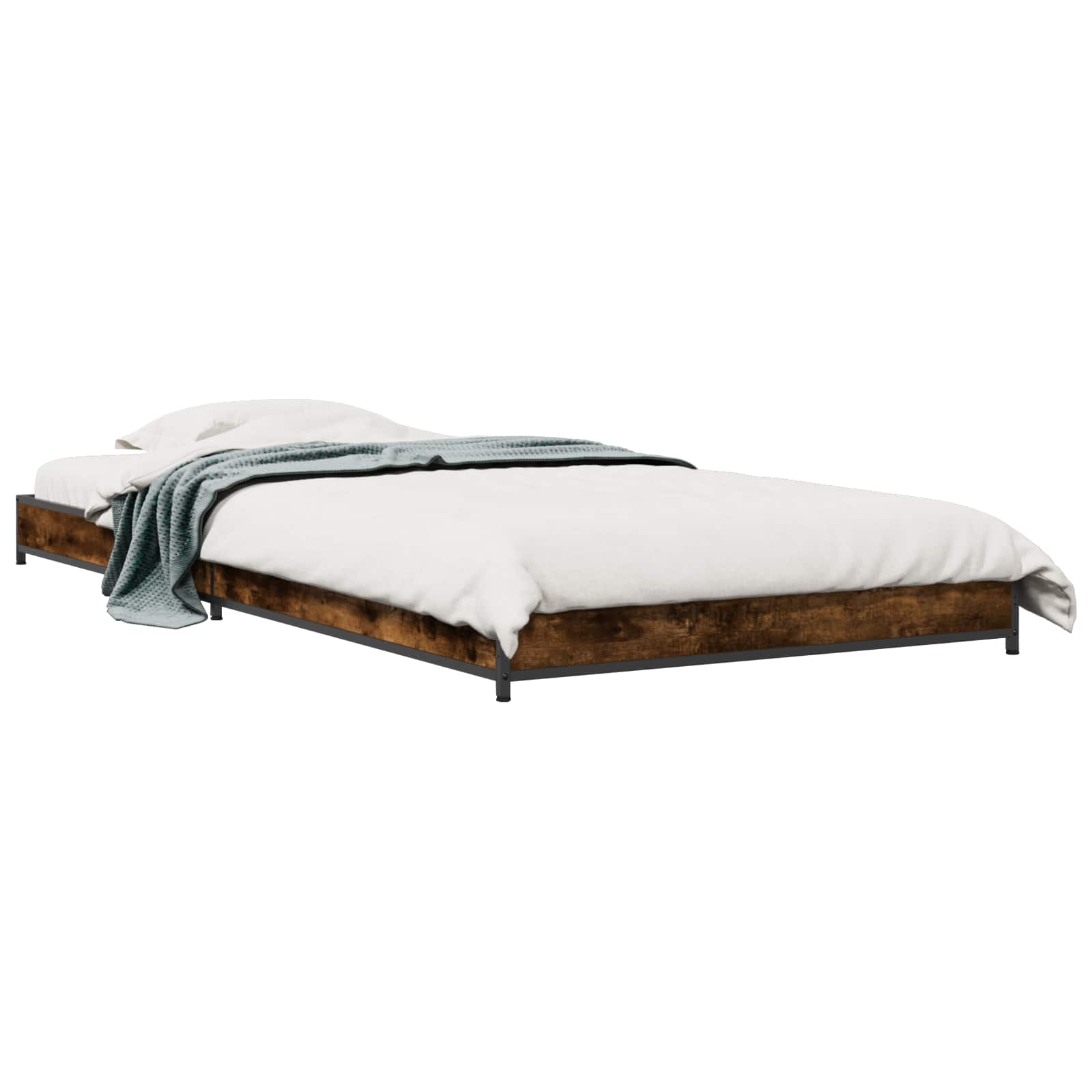 vidaXL Ramka łóżka Dąb wędzony 80 x 200 cm Drewno inżynieryjne