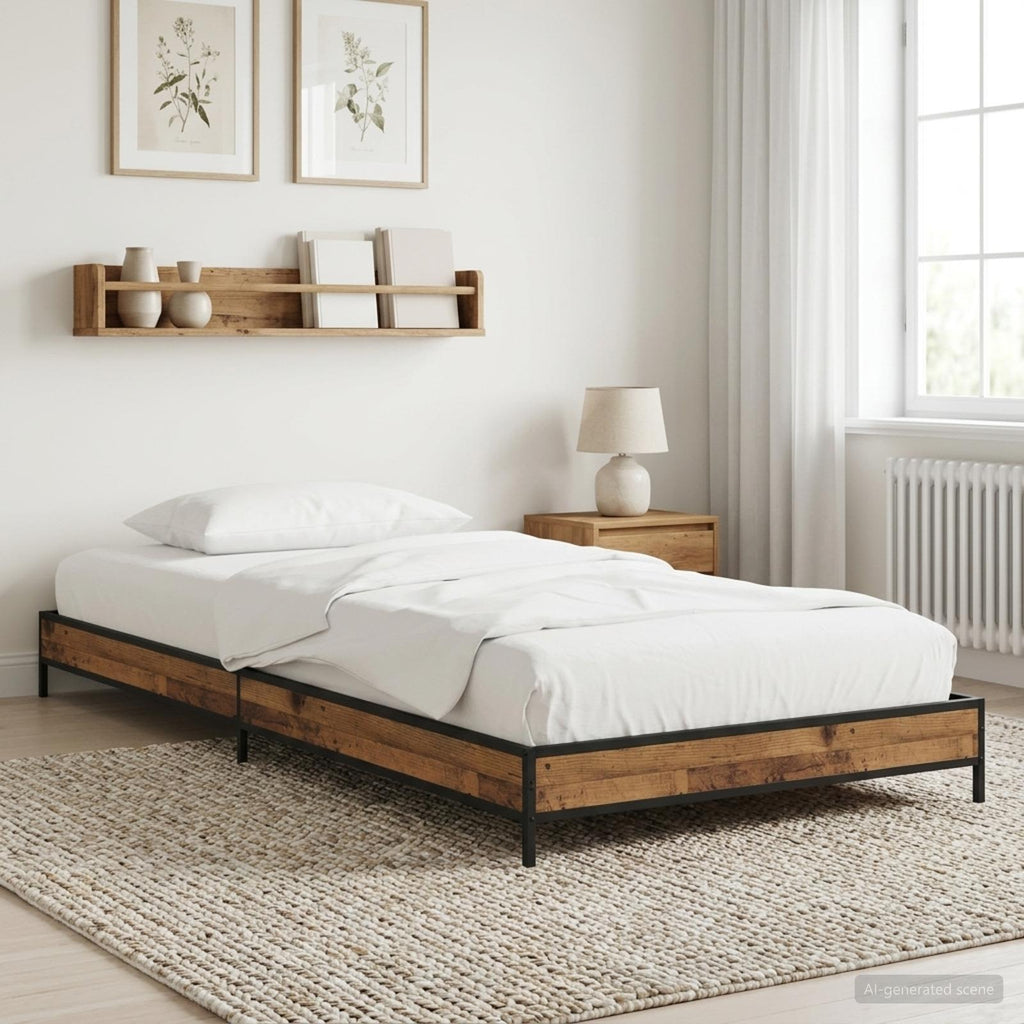 vidaXL Ramka łóżka Stare drewno 80 x 200 cm Drewno inżynieryjne