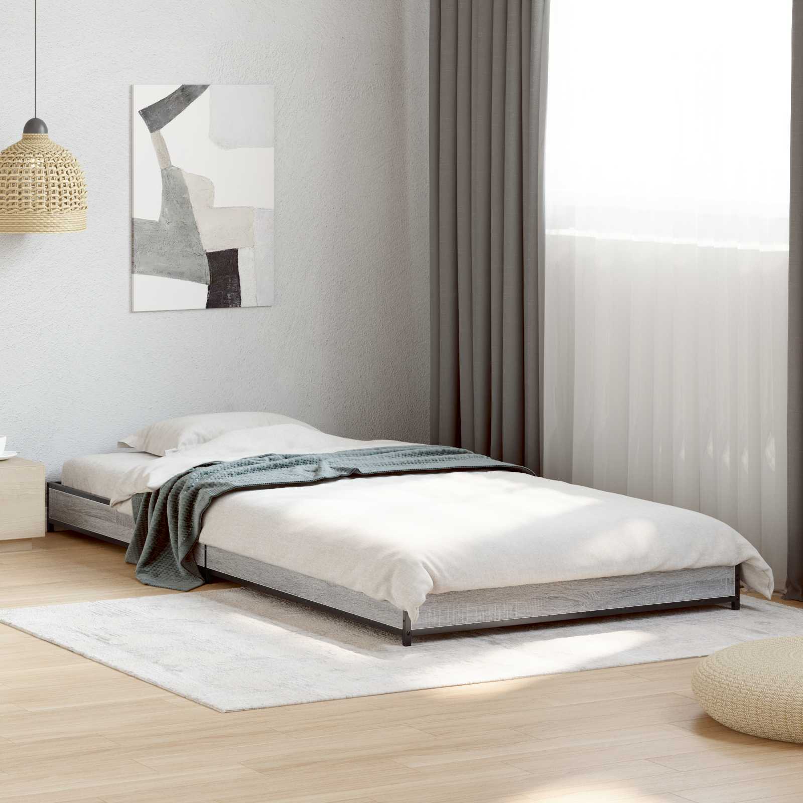 vidaXL Ramka łóżka Szary Sonoma 80 x 200 cm Drewno inżynieryjne