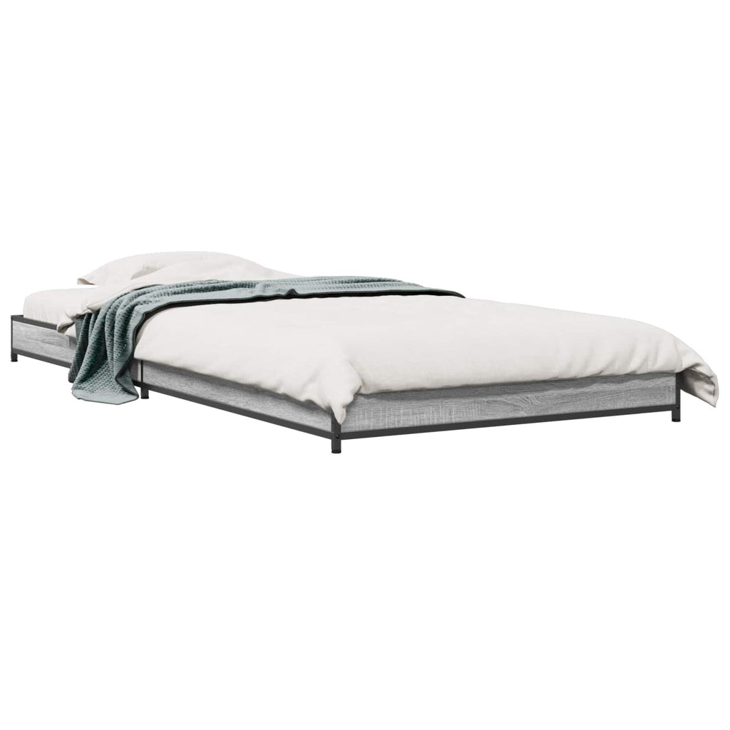 vidaXL Ramka łóżka Szary Sonoma 80 x 200 cm Drewno inżynieryjne