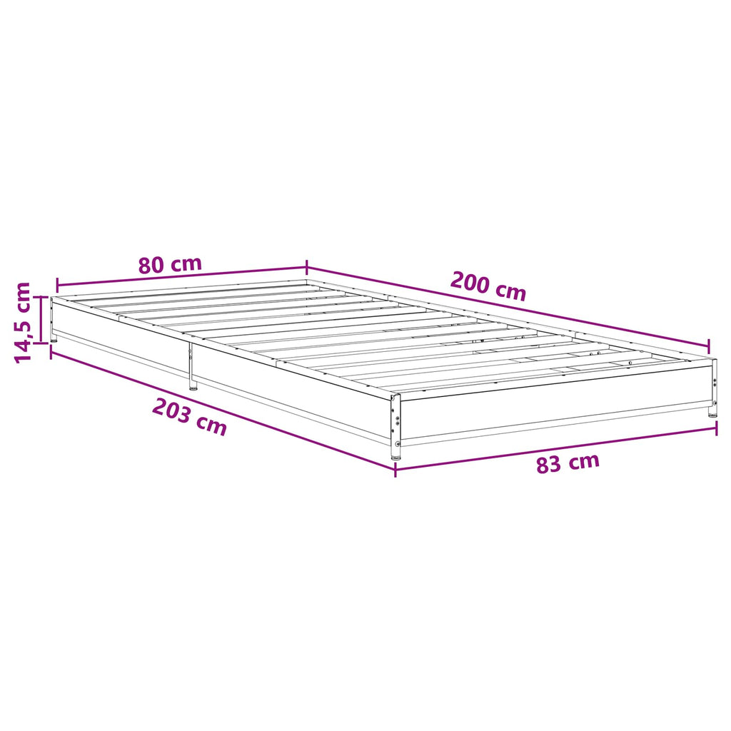 vidaXL Ramka łóżka Czarny dąb 80 x 200 cm Drewno inżynieryjne