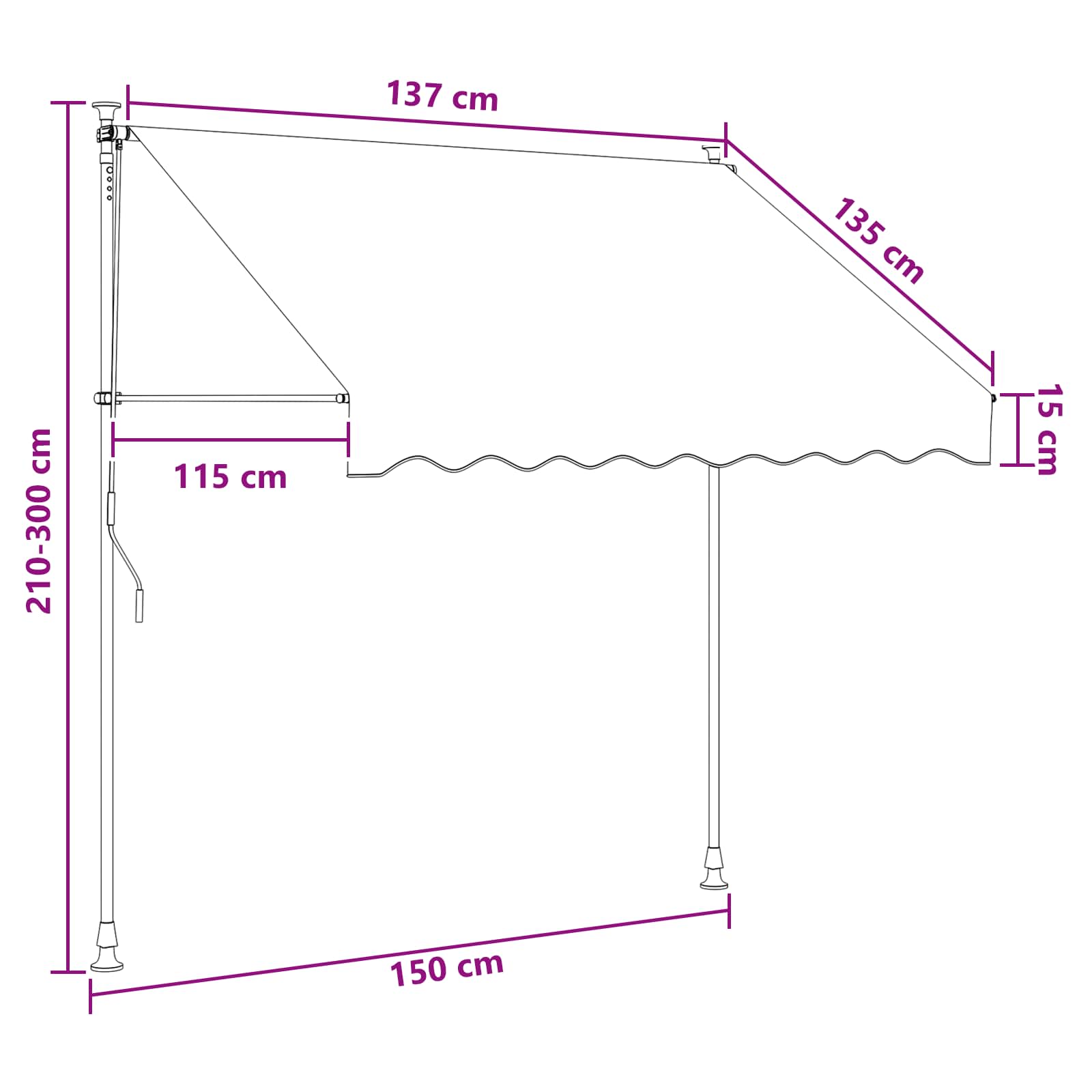 vidaXL Ręczna markiza zwijana Antracytowy i biały 150 cm