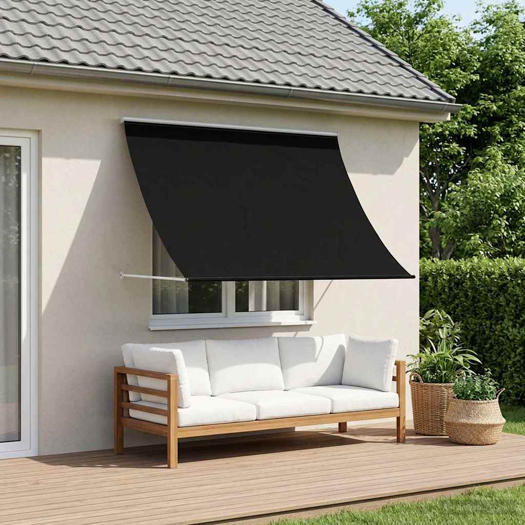 vidaXL Markiza Czarny 400 x 150 cm 180 g / m² Poliester z powłoką PU