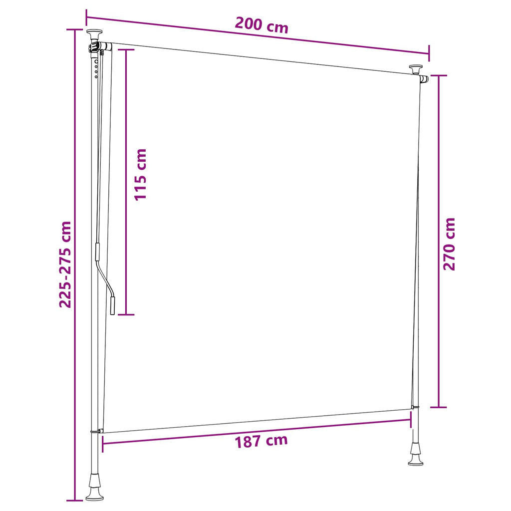 vidaXL Zewnętrzna Roleta Rolkowa brązowy 200 x 270 cm
