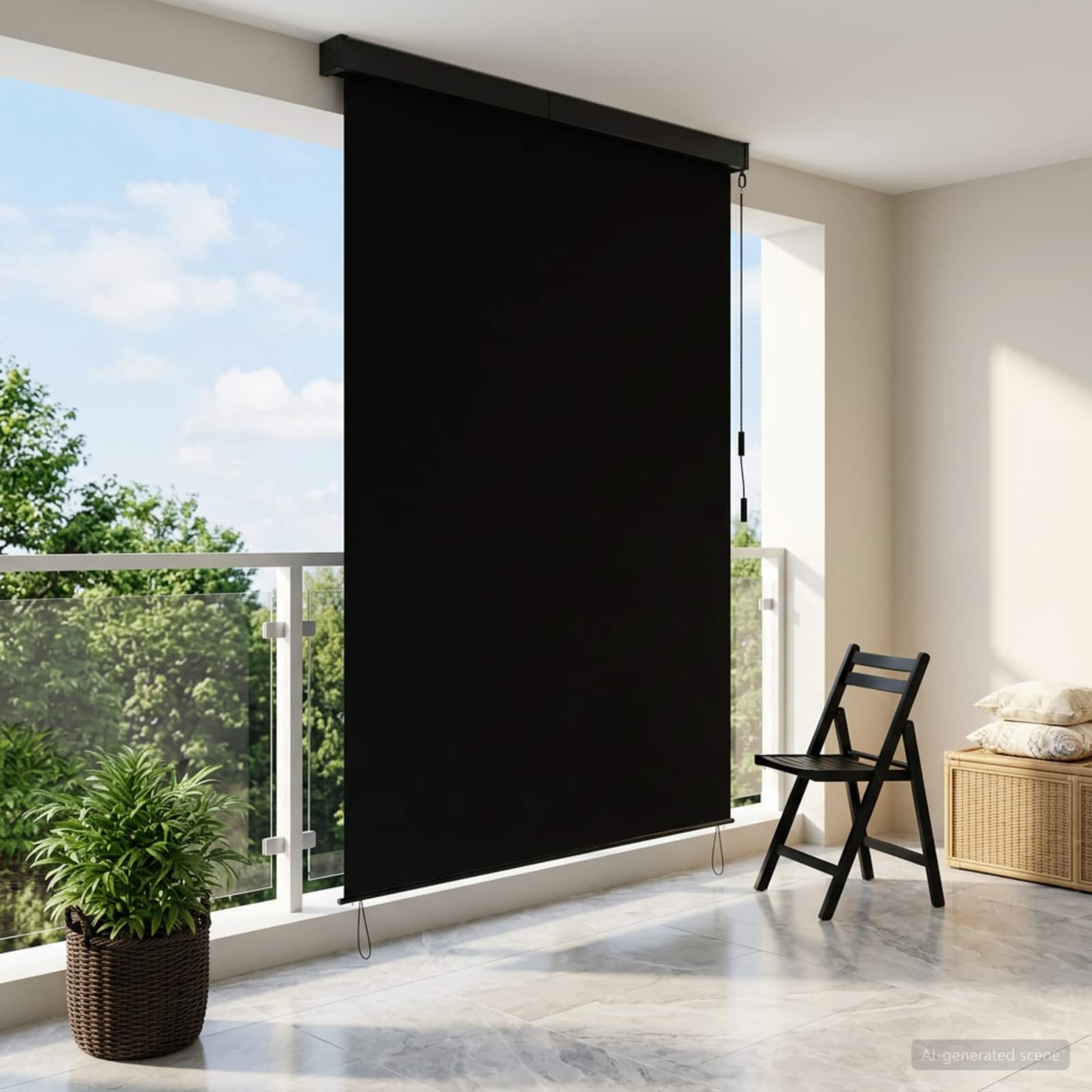 vidaXL Roleta Czarny 60 x 250 cm Materiał i Aluminium