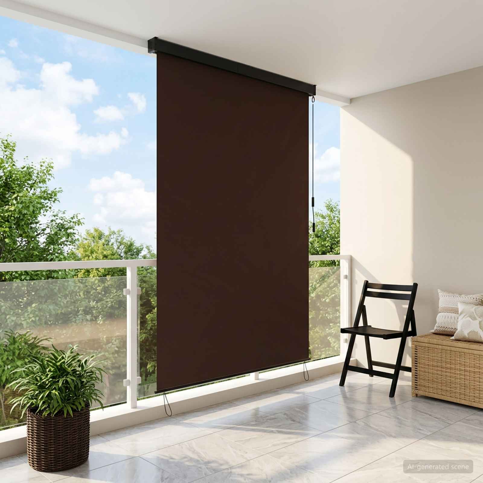 vidaXL Roleta brązowy 60 x 250 cm Materiał i Aluminium