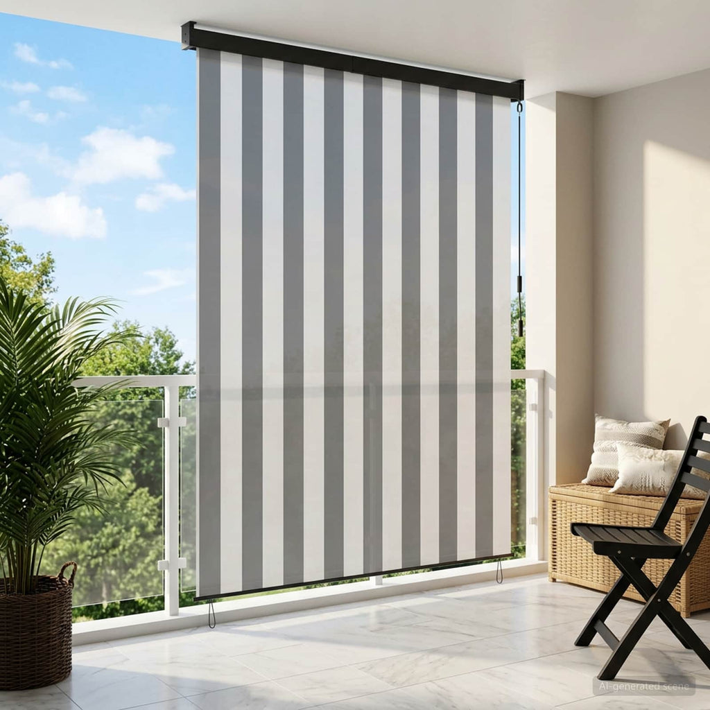 vidaXL Roleta Antracytowy i biały 80 x 250 cm Materiał i Aluminium