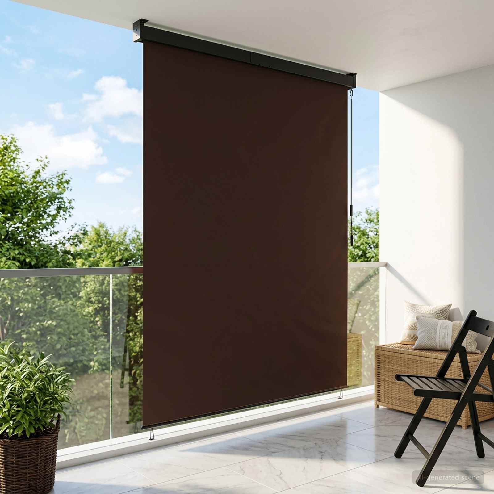 vidaXL Roleta brązowy 120 x 250 cm Materiał i Aluminium