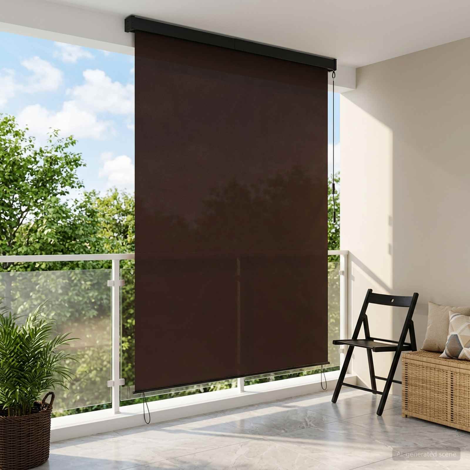 vidaXL Roleta brązowy 140 x 250 cm Materiał i Aluminium