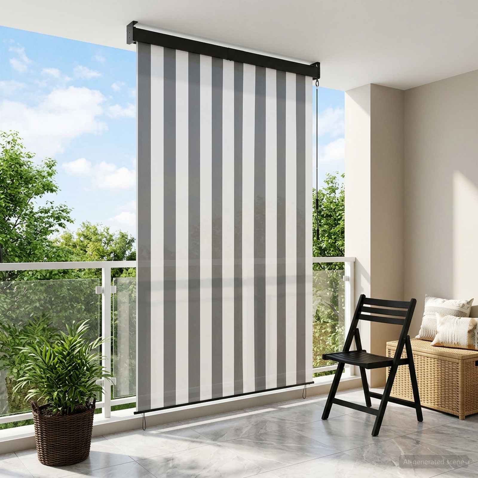 vidaXL Roleta Antracytowy i biały 160 x 250 cm Materiał i Aluminium