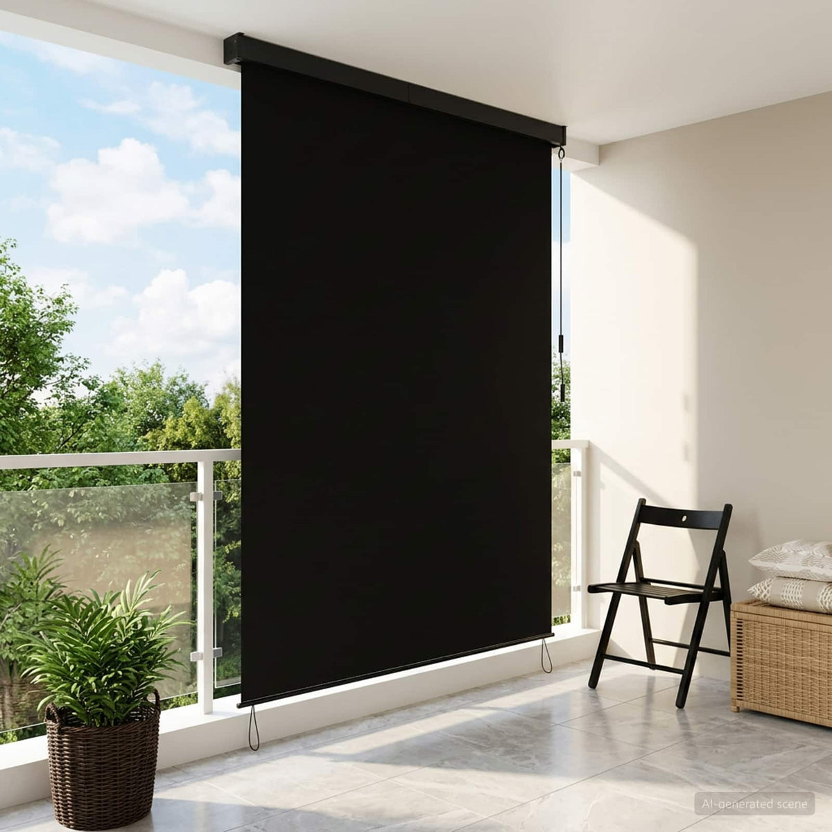 vidaXL Roleta Czarny 180 x 250 cm Materiał i Aluminium