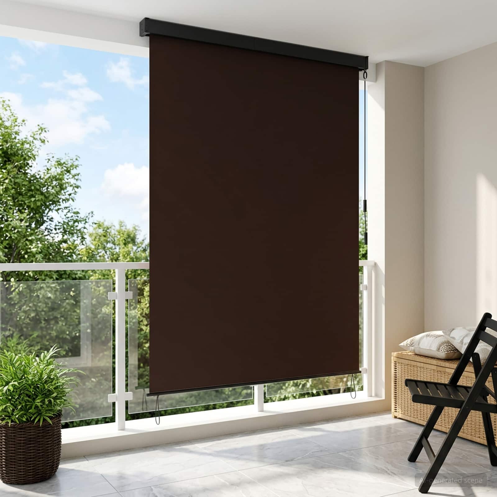 vidaXL Roleta brązowy 180 x 250 cm Materiał i Aluminium