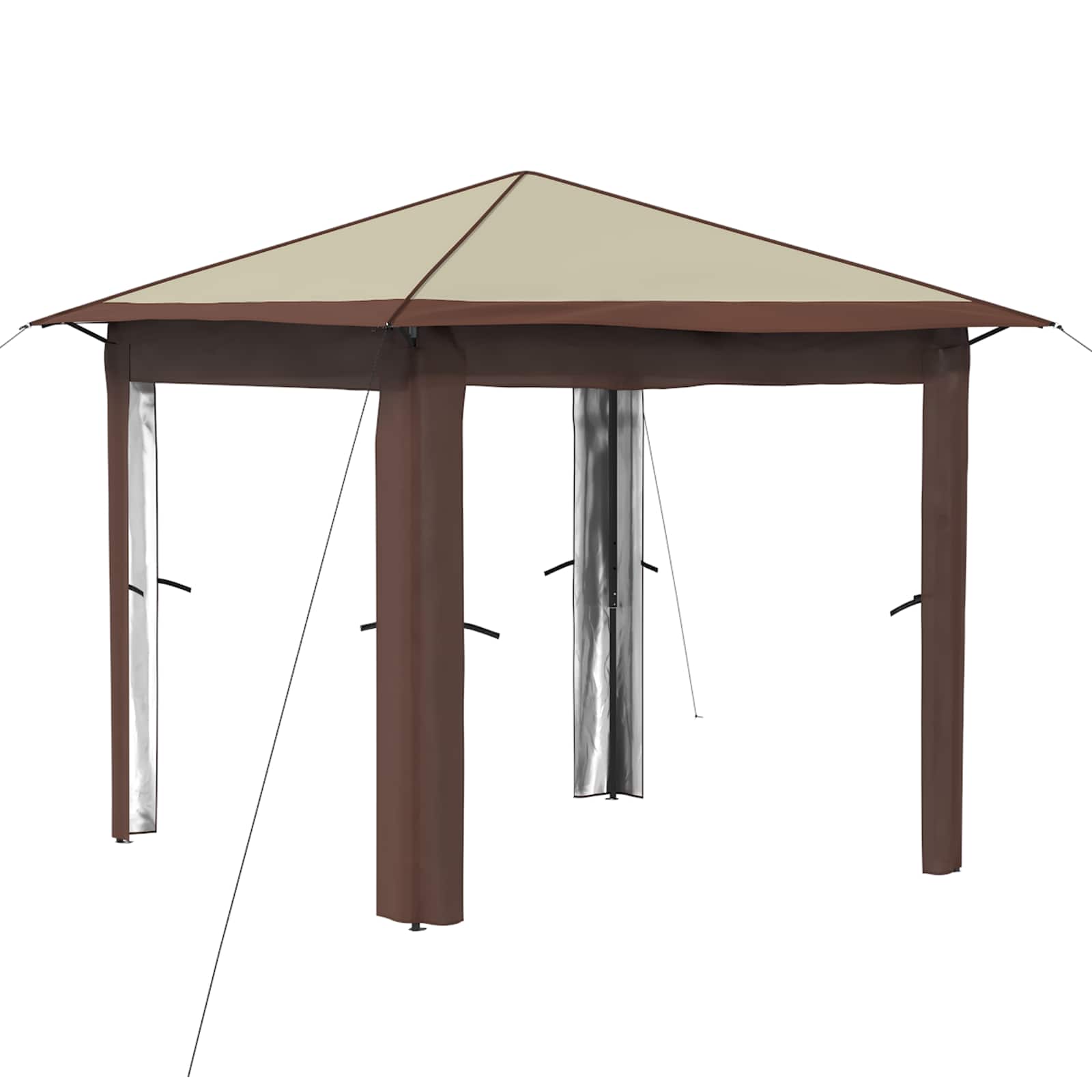 vidaXL Gazebo bez Ściany 2,6 x 2,6 m Kremowy i brązowy