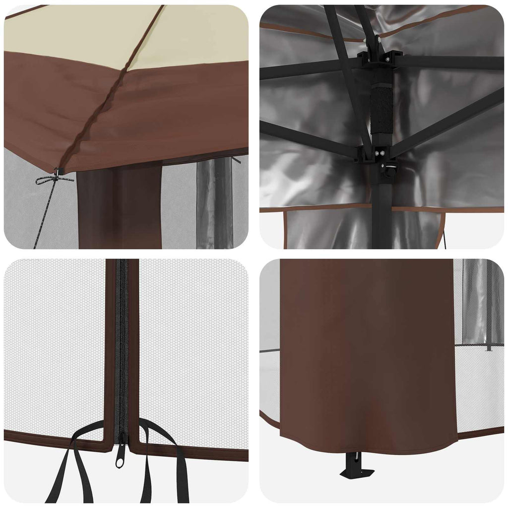 vidaXL Gazebo z 4 Ścianami 2,6 x 2,6 m Kremowy i brązowy