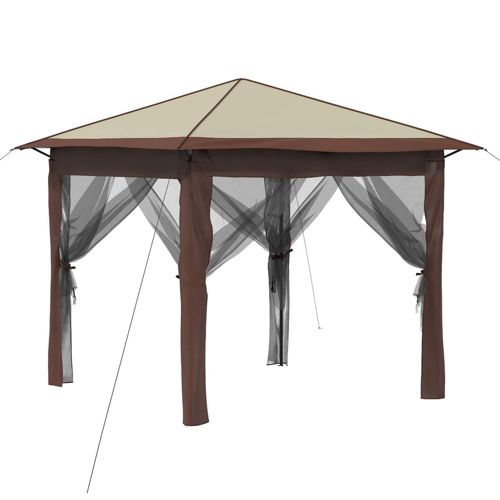 vidaXL Gazebo z 4 Ścianami 2,6 x 2,6 m Kremowy i brązowy