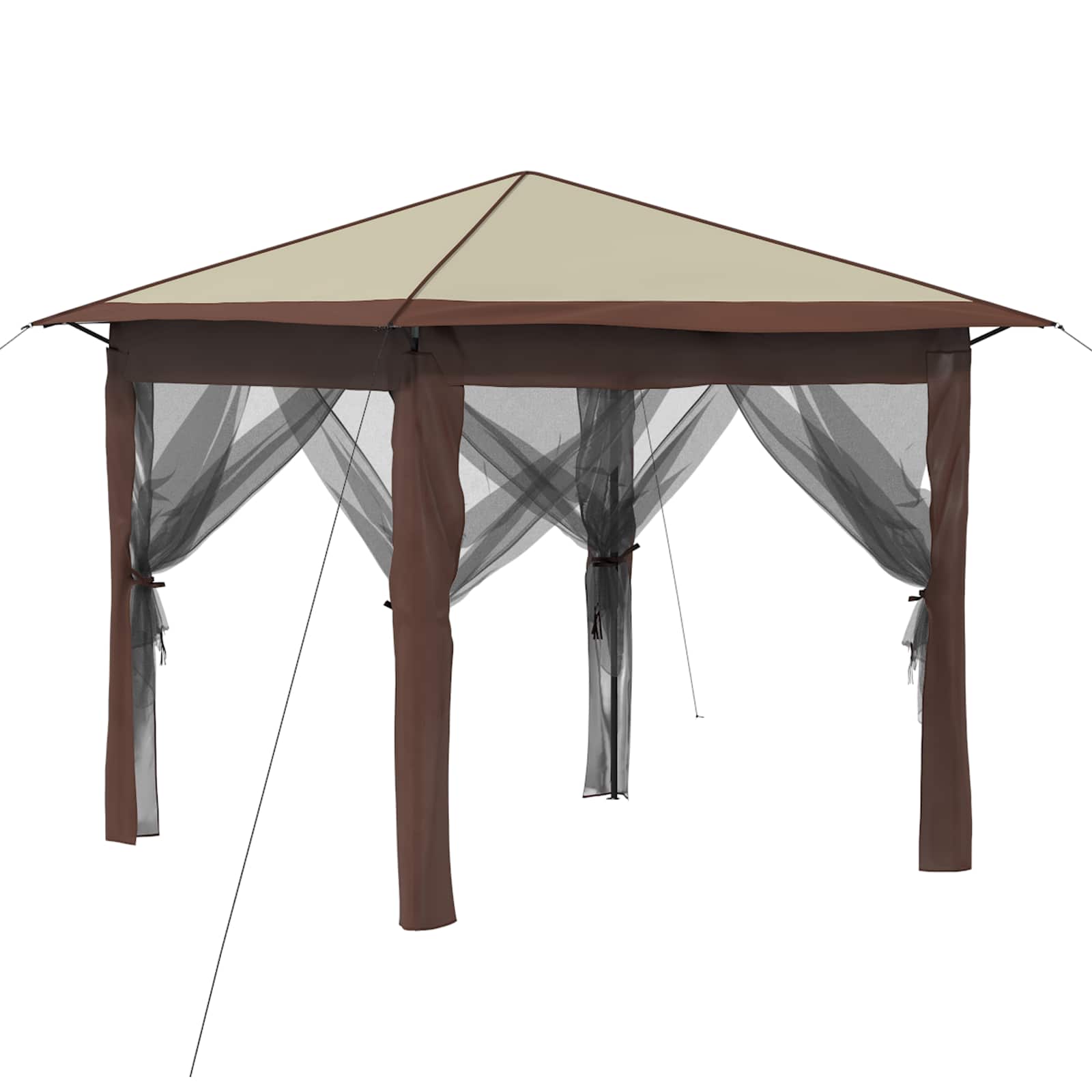 vidaXL Gazebo z 4 Ścianami 2,6 x 2,6 m Kremowy i brązowy