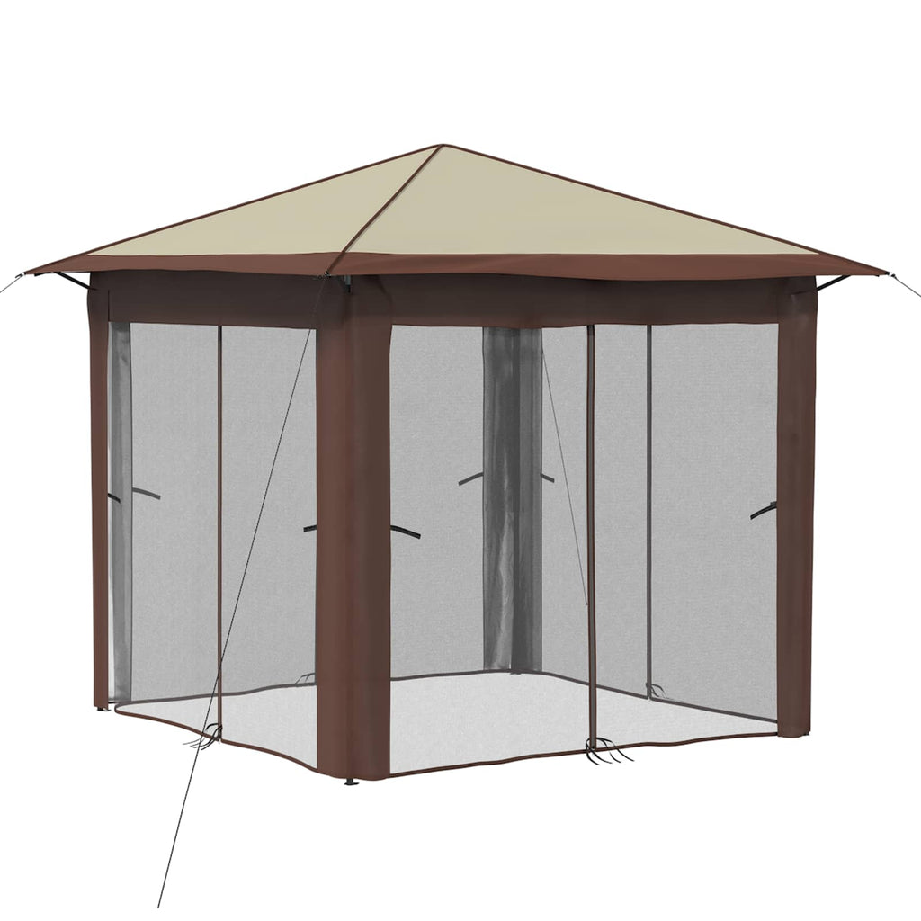 vidaXL Gazebo z 4 Ścianami 2,6 x 2,6 m Kremowy i brązowy