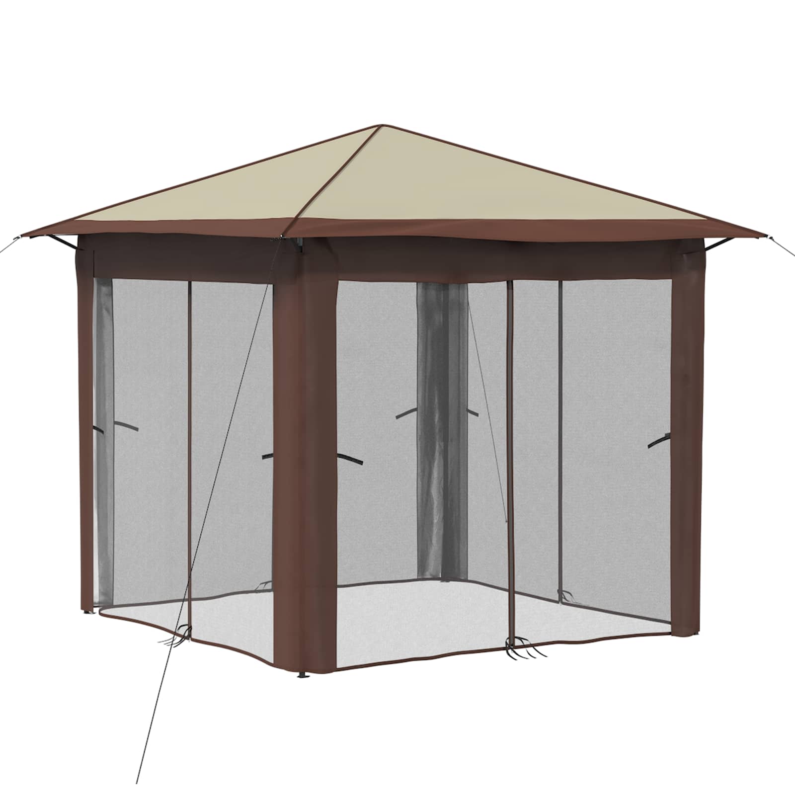 vidaXL Gazebo z 4 Ścianami 2,6 x 2,6 m Kremowy i brązowy