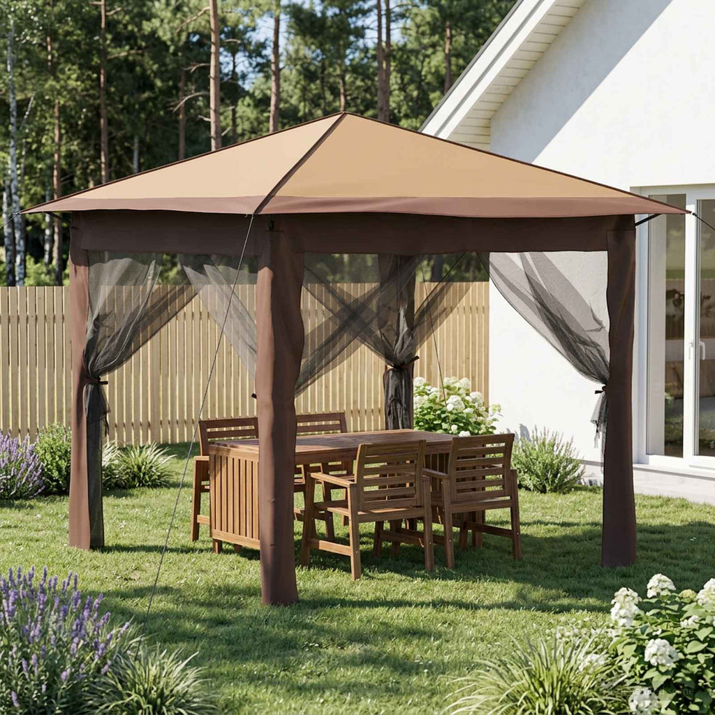 vidaXL Gazebo z 4 Ścianami 2,6 x 2,6 m Beżowy i Brązowy