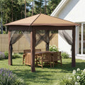 vidaXL Gazebo z 4 Ścianami 2,6 x 2,6 m Beżowy i Brązowy