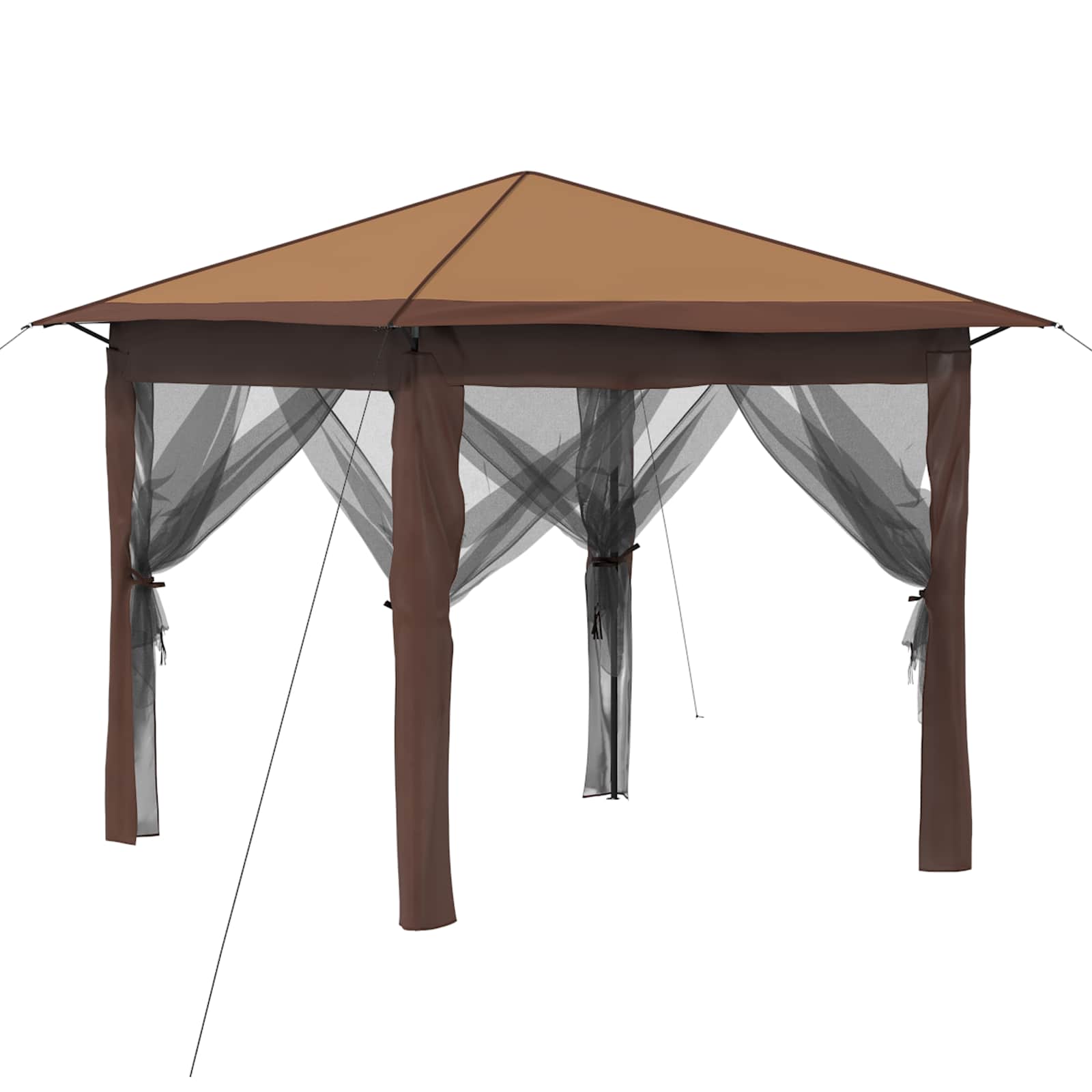 vidaXL Gazebo z 4 Ścianami 2,6 x 2,6 m Beżowy i Brązowy