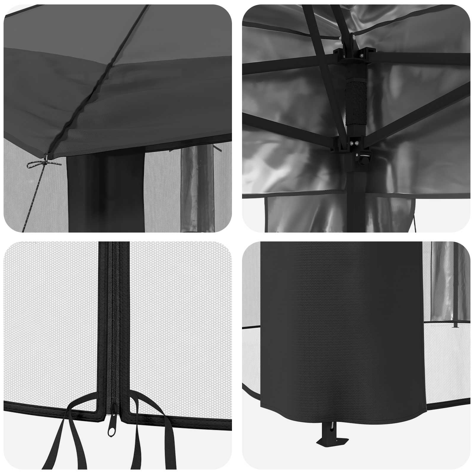 vidaXL Gazebo z 4 Ścianami 2,6 x 2,6 m Jasnoszary i antracytowy