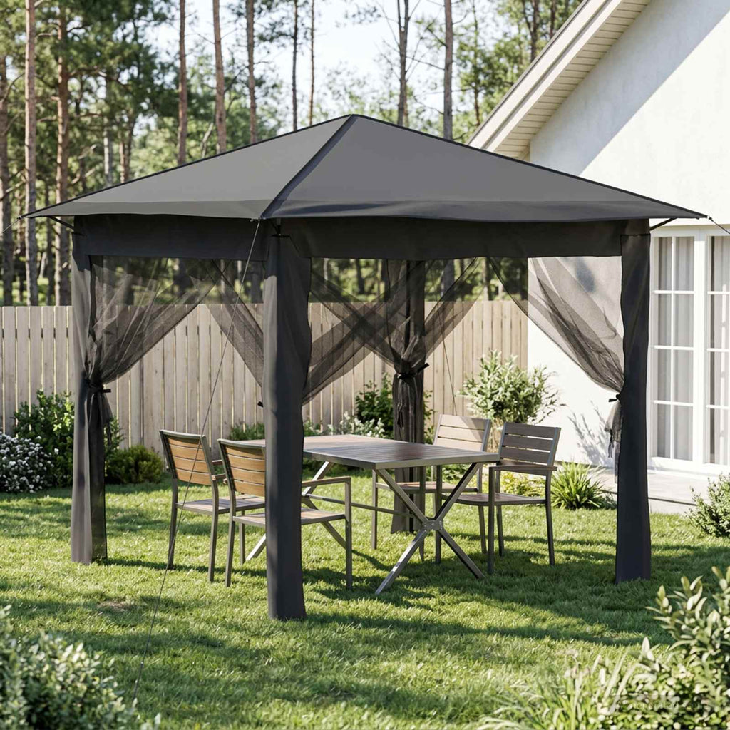 vidaXL Gazebo z 4 Ścianami 2,6 x 2,6 m Jasnoszary i antracytowy