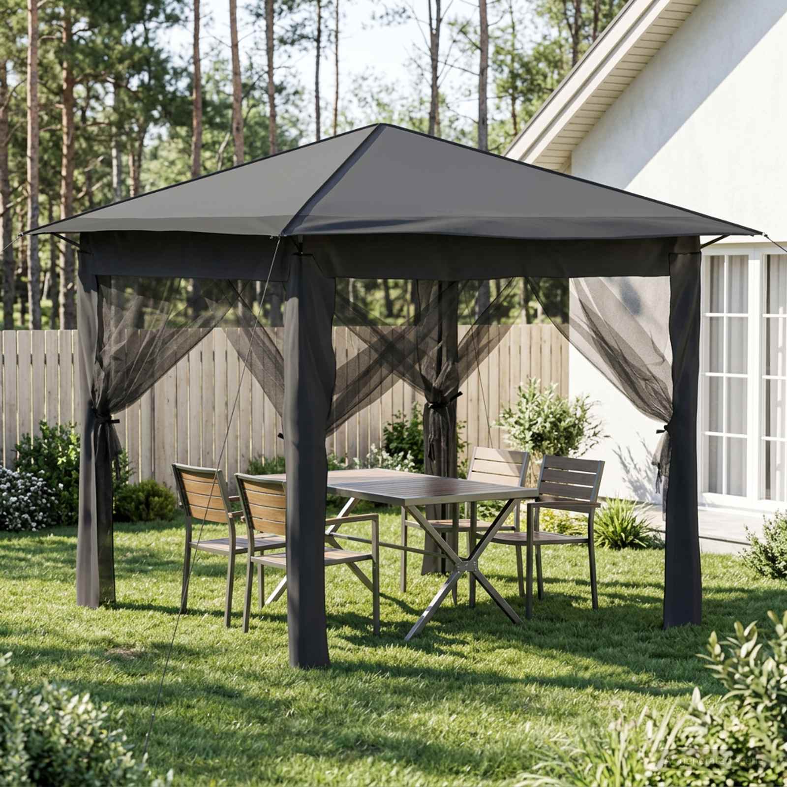 vidaXL Gazebo z 4 Ścianami 2,6 x 2,6 m Jasnoszary i antracytowy